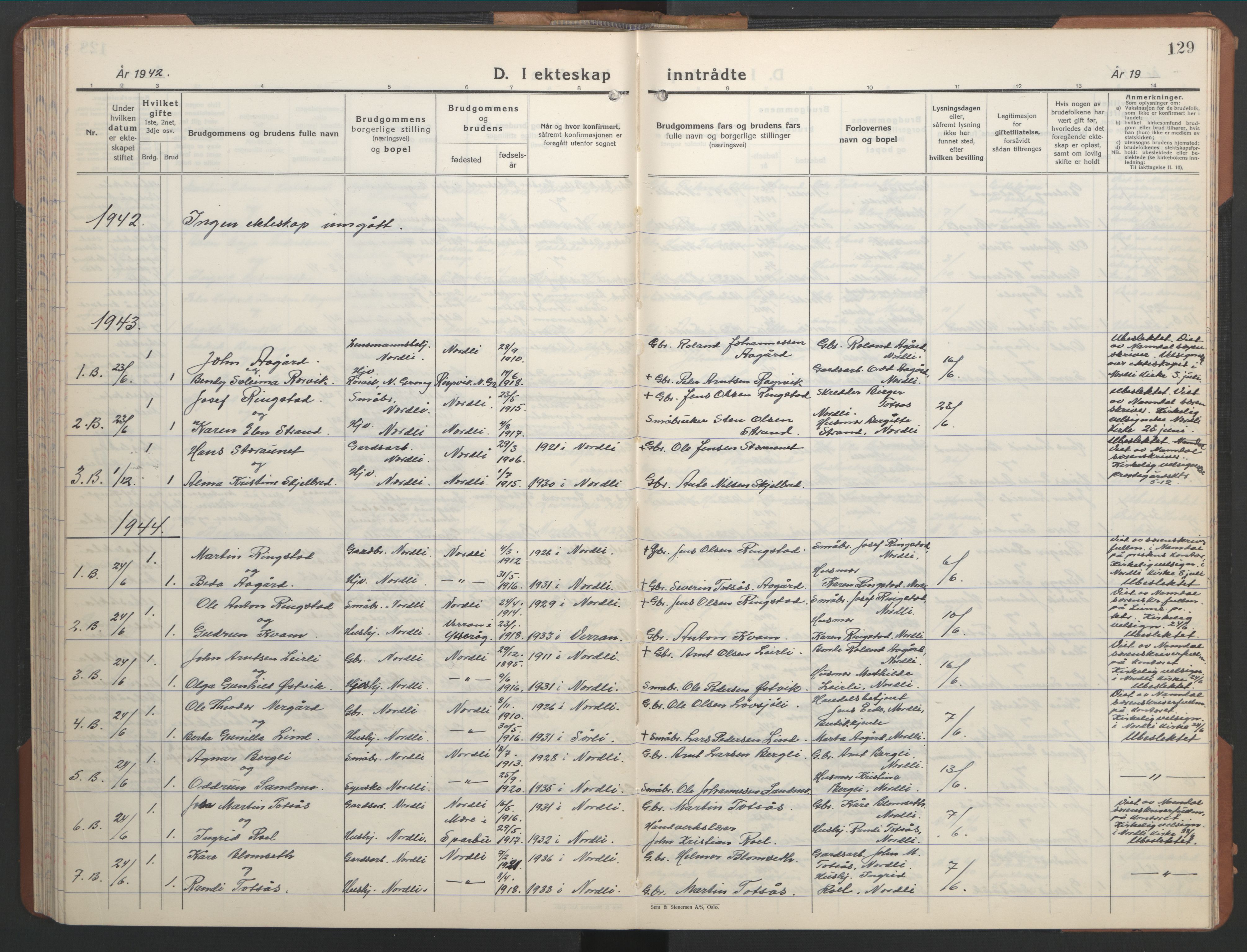 Ministerialprotokoller, klokkerbøker og fødselsregistre - Nord-Trøndelag, SAT/A-1458/755/L0500: Parish register (copy) no. 755C01, 1920-1962, p. 129