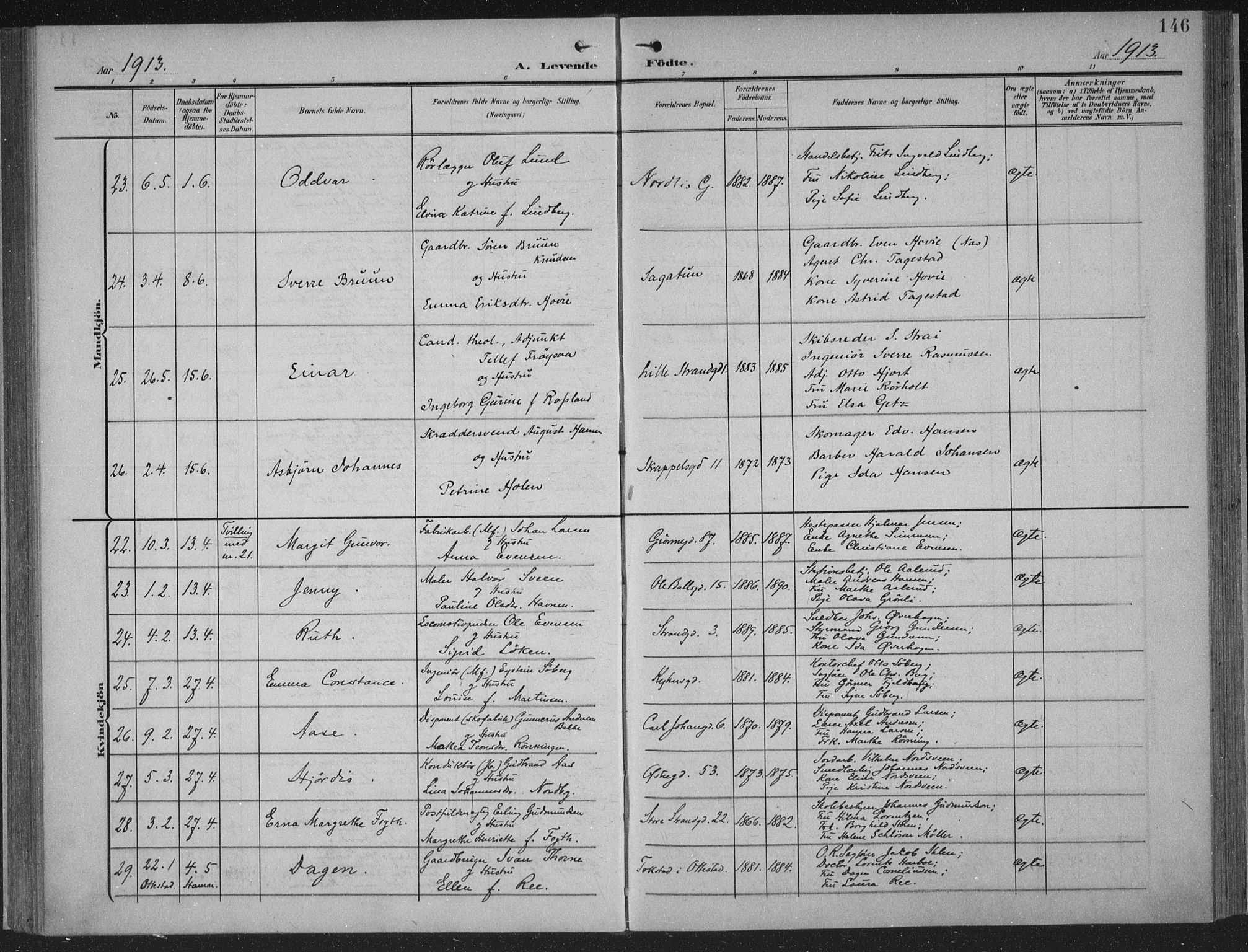 Hamar prestekontor, AV/SAH-DOMPH-002/H/Ha/Haa/L0001: Parish register (official) no. 1, 1900-1914, p. 146