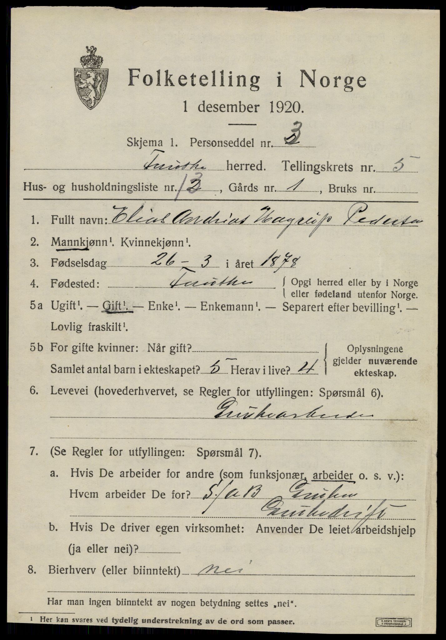 SAT, 1920 census for Fauske, 1920, p. 5428