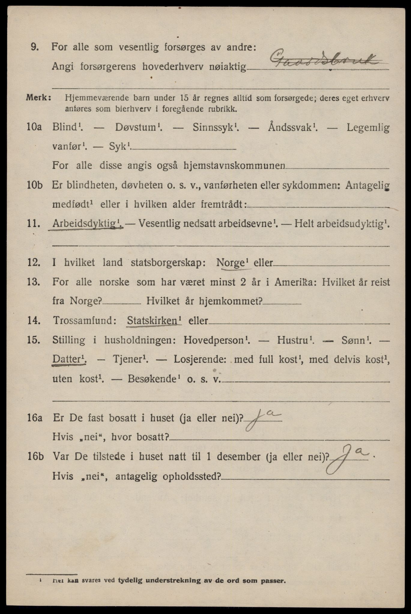 SAST, 1920 census for Sauda, 1920, p. 5279