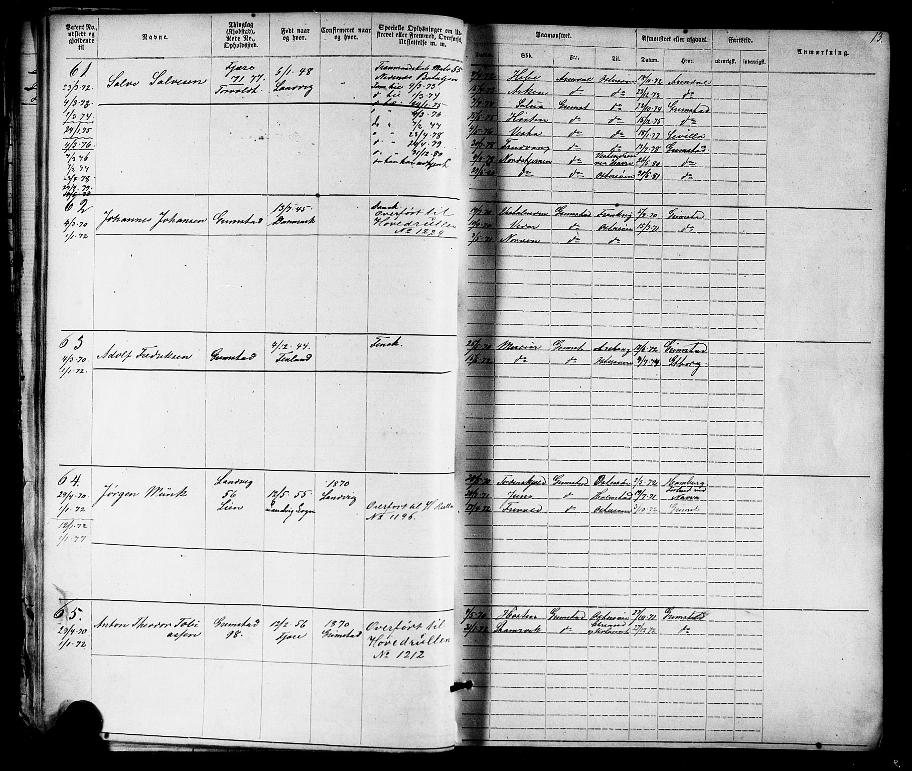 Grimstad mønstringskrets, AV/SAK-2031-0013/F/Fa/L0005: Annotasjonsrulle nr 1-1910 med register, V-18, 1870-1892, p. 35