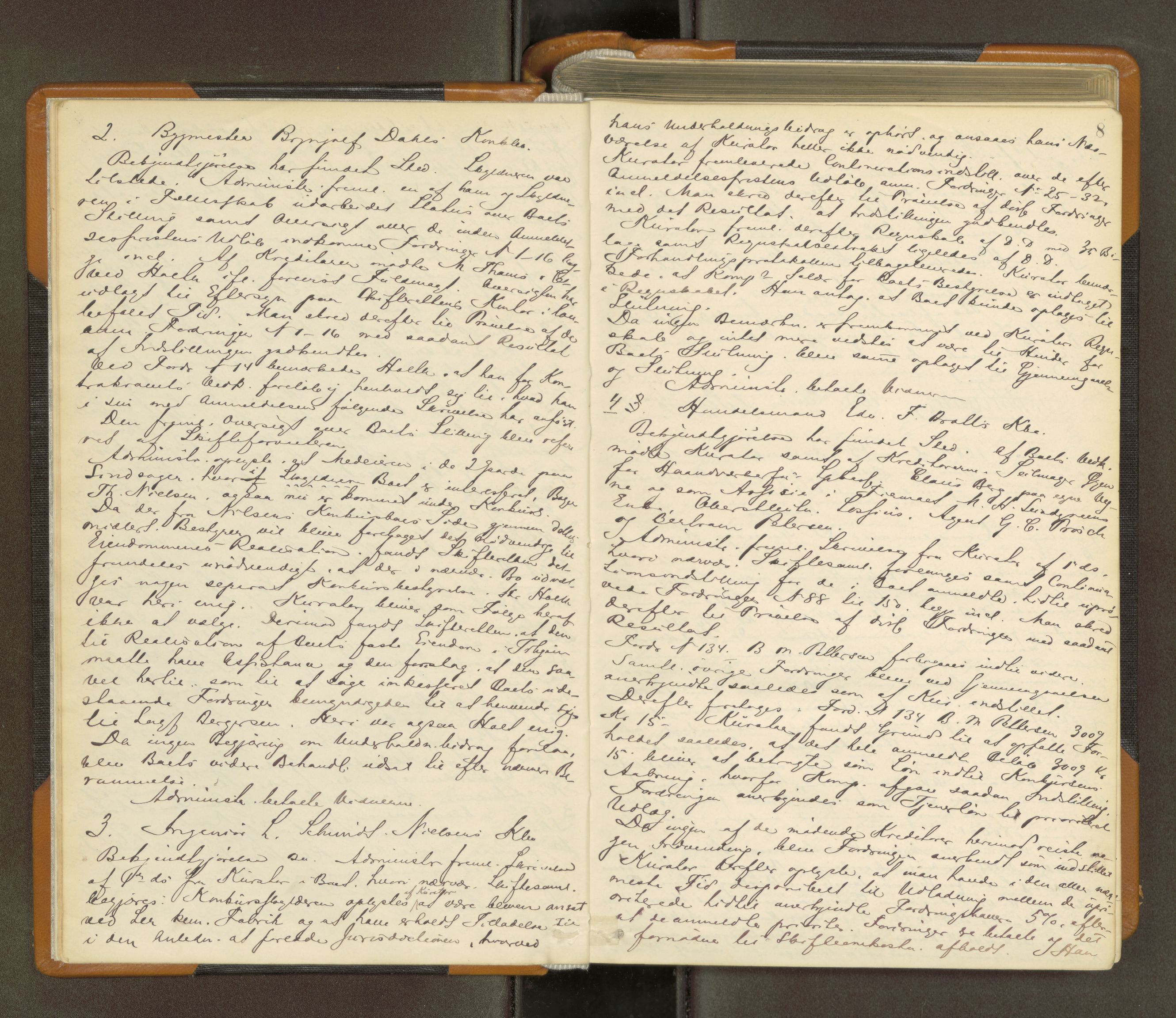 Trondheim byfogd, AV/SAT-A-0003/1/3/3B/L0010: Skiftebehandlingsprotokoll (u/ register) U, 1884-1890, p. 8