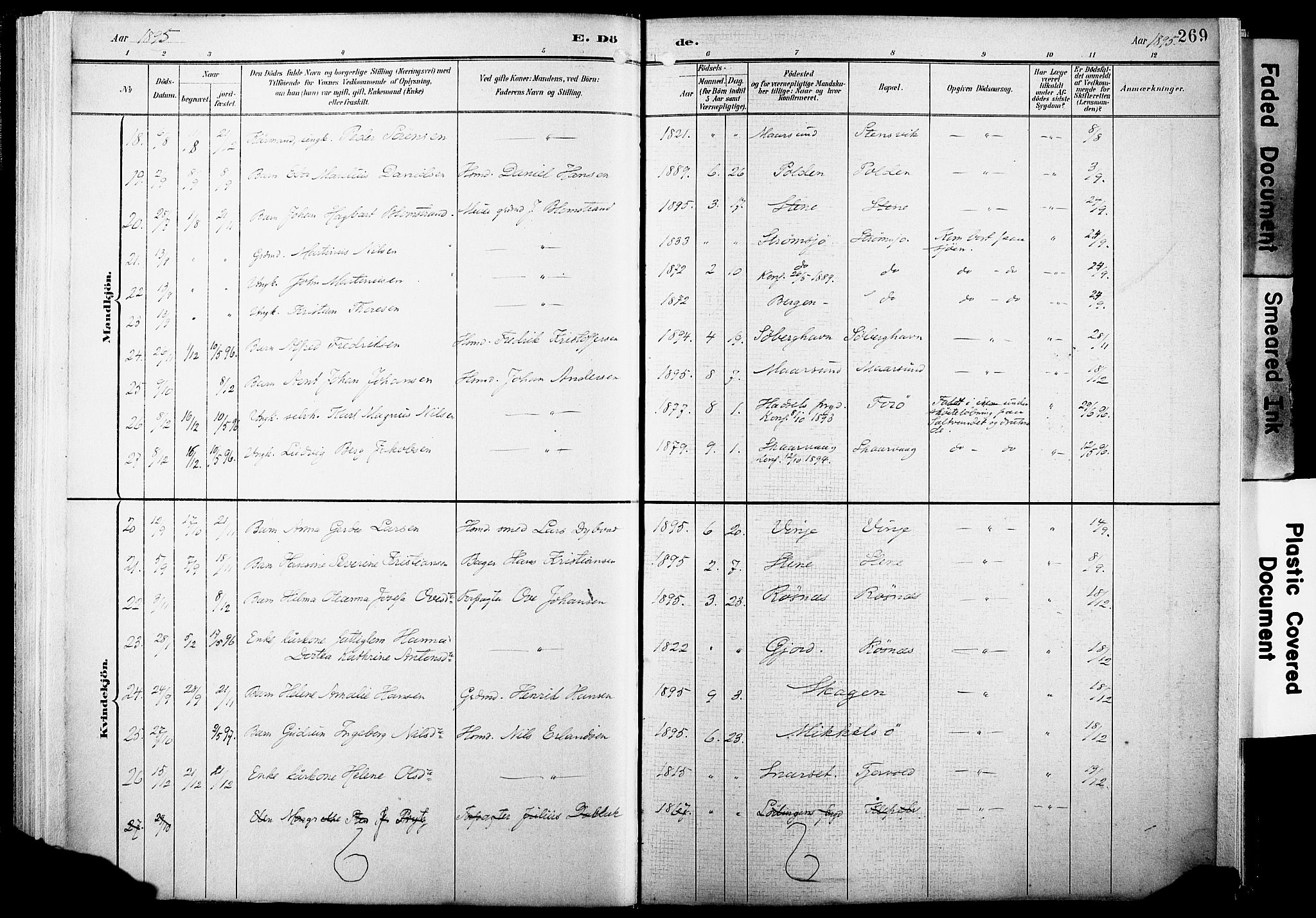 Ministerialprotokoller, klokkerbøker og fødselsregistre - Nordland, AV/SAT-A-1459/891/L1305: Parish register (official) no. 891A10, 1895-1921, p. 269