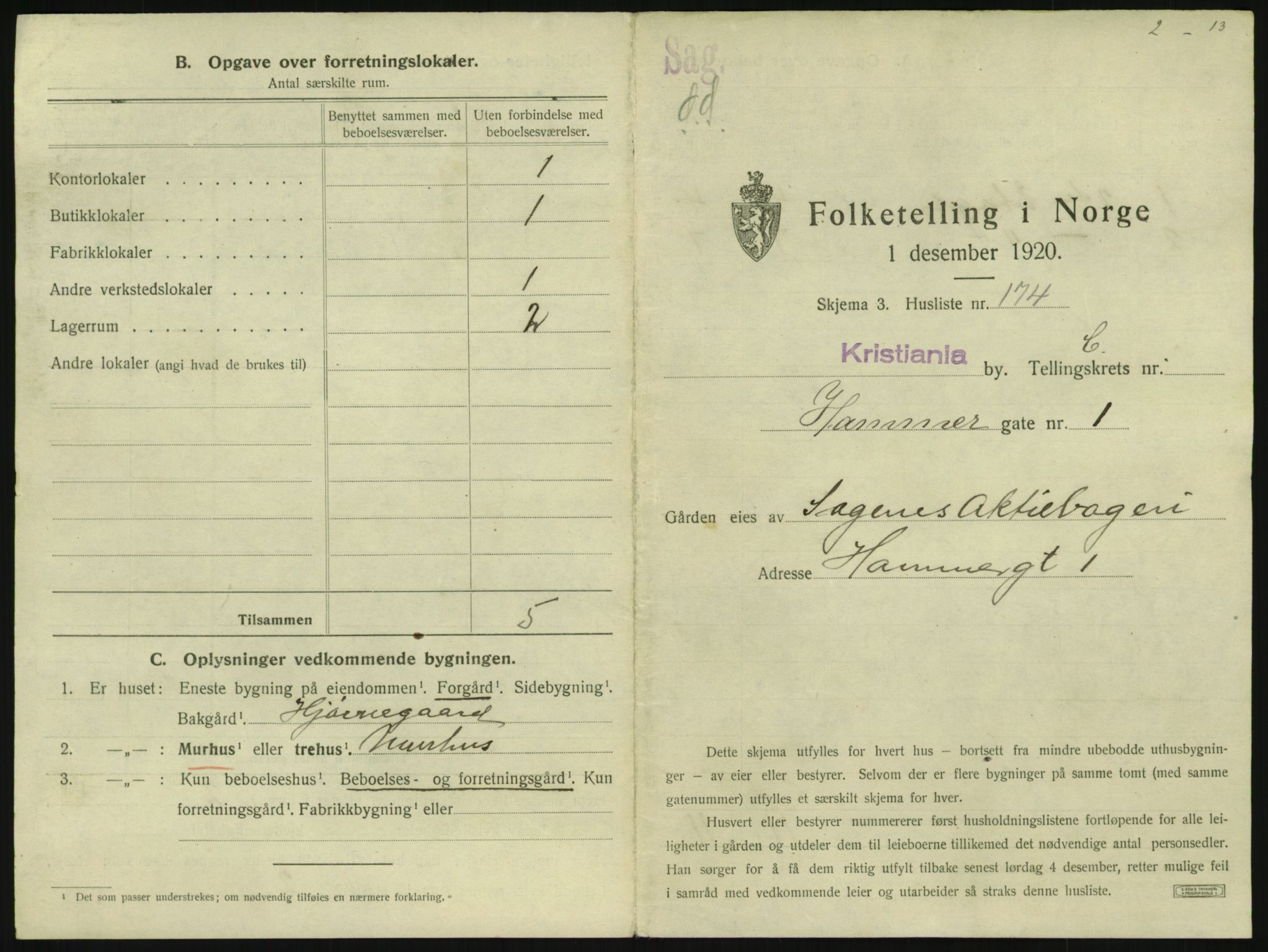 SAO, 1920 census for Kristiania, 1920, p. 34402