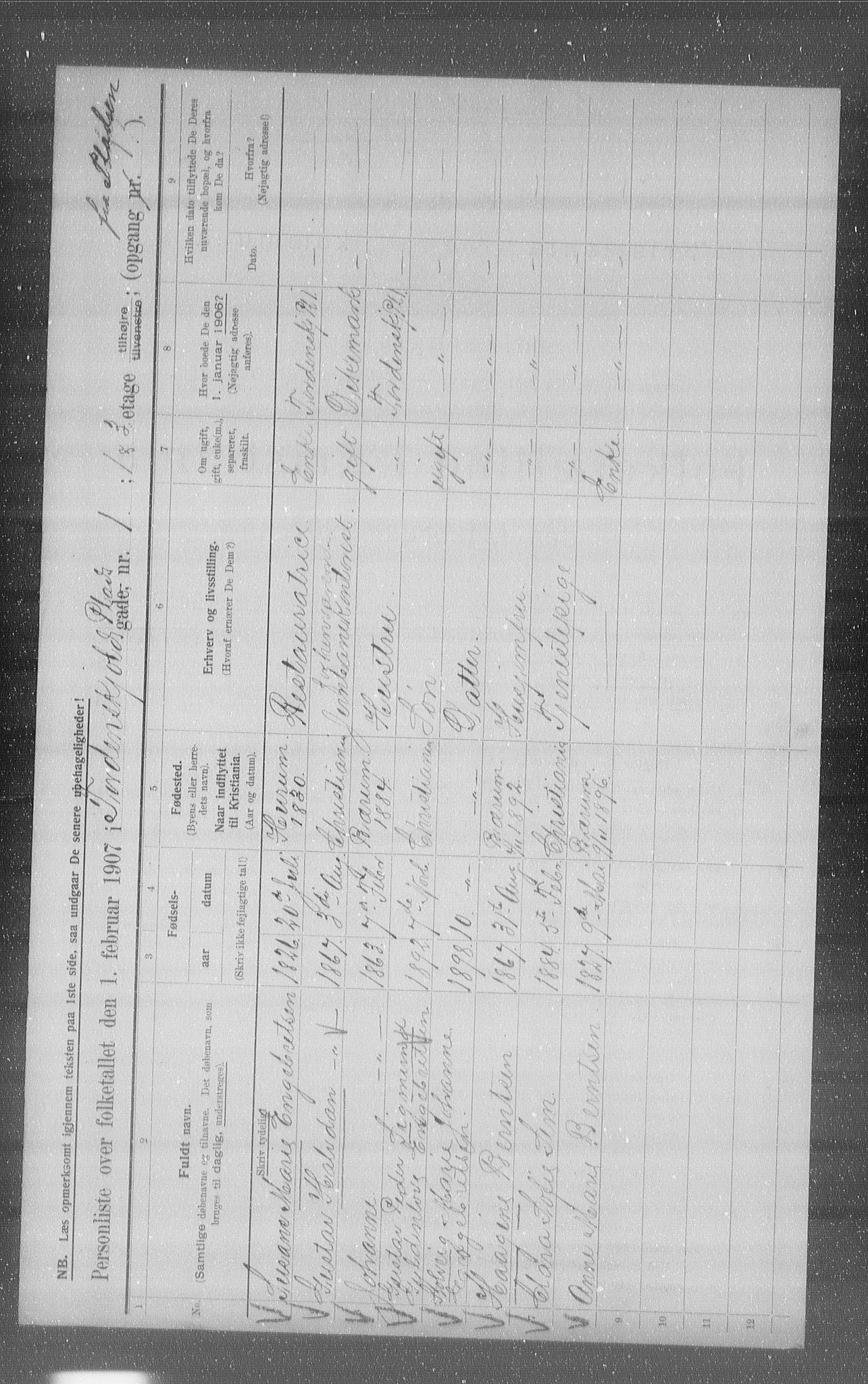 OBA, Municipal Census 1907 for Kristiania, 1907, p. 57868