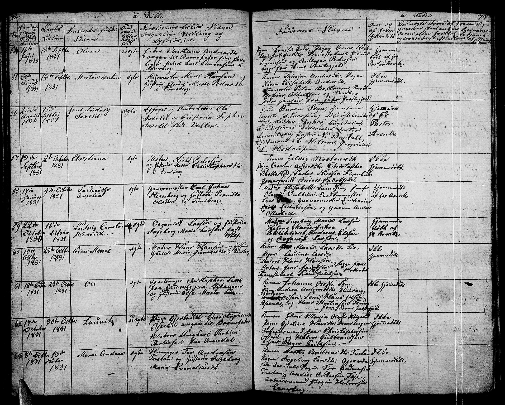 Tønsberg kirkebøker, AV/SAKO-A-330/G/Ga/L0002: Parish register (copy) no. 2, 1827-1854, p. 72-73