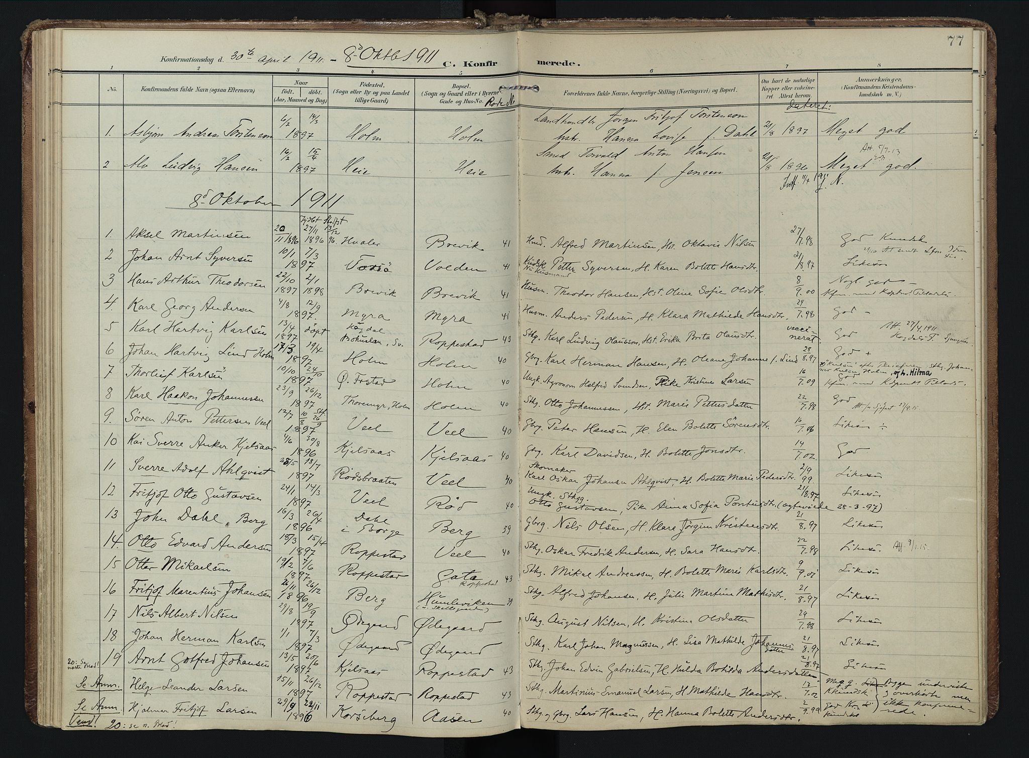 Borge prestekontor Kirkebøker, AV/SAO-A-10903/F/Fb/L0004: Parish register (official) no. II 4, 1902-1914, p. 77