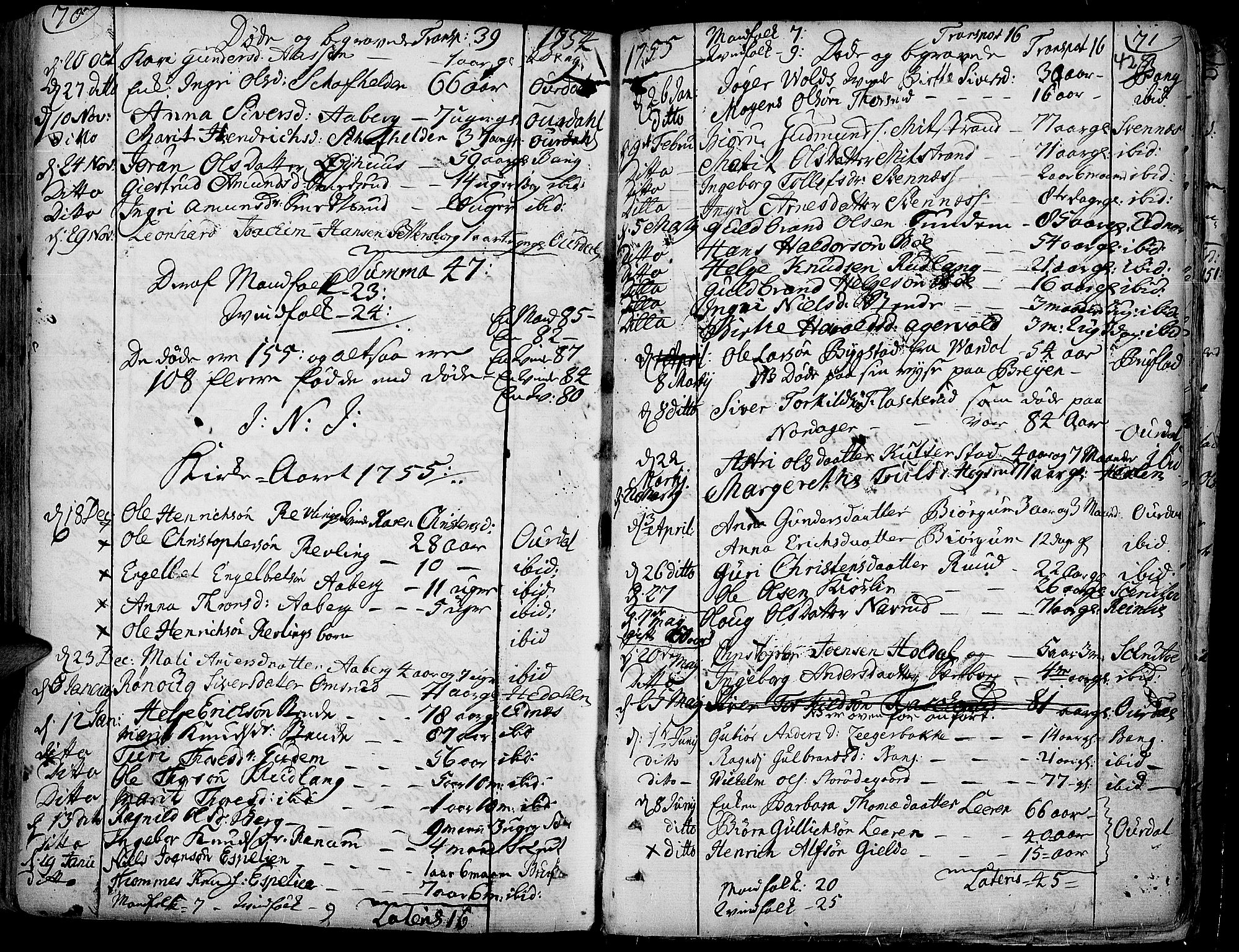Aurdal prestekontor, SAH/PREST-126/H/Ha/Haa/L0004: Parish register (official) no. 4, 1730-1762, p. 70-71