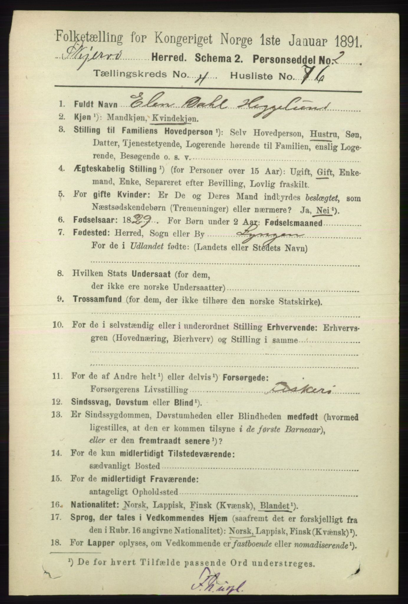 RA, 1891 census for 1941 Skjervøy, 1891, p. 2866