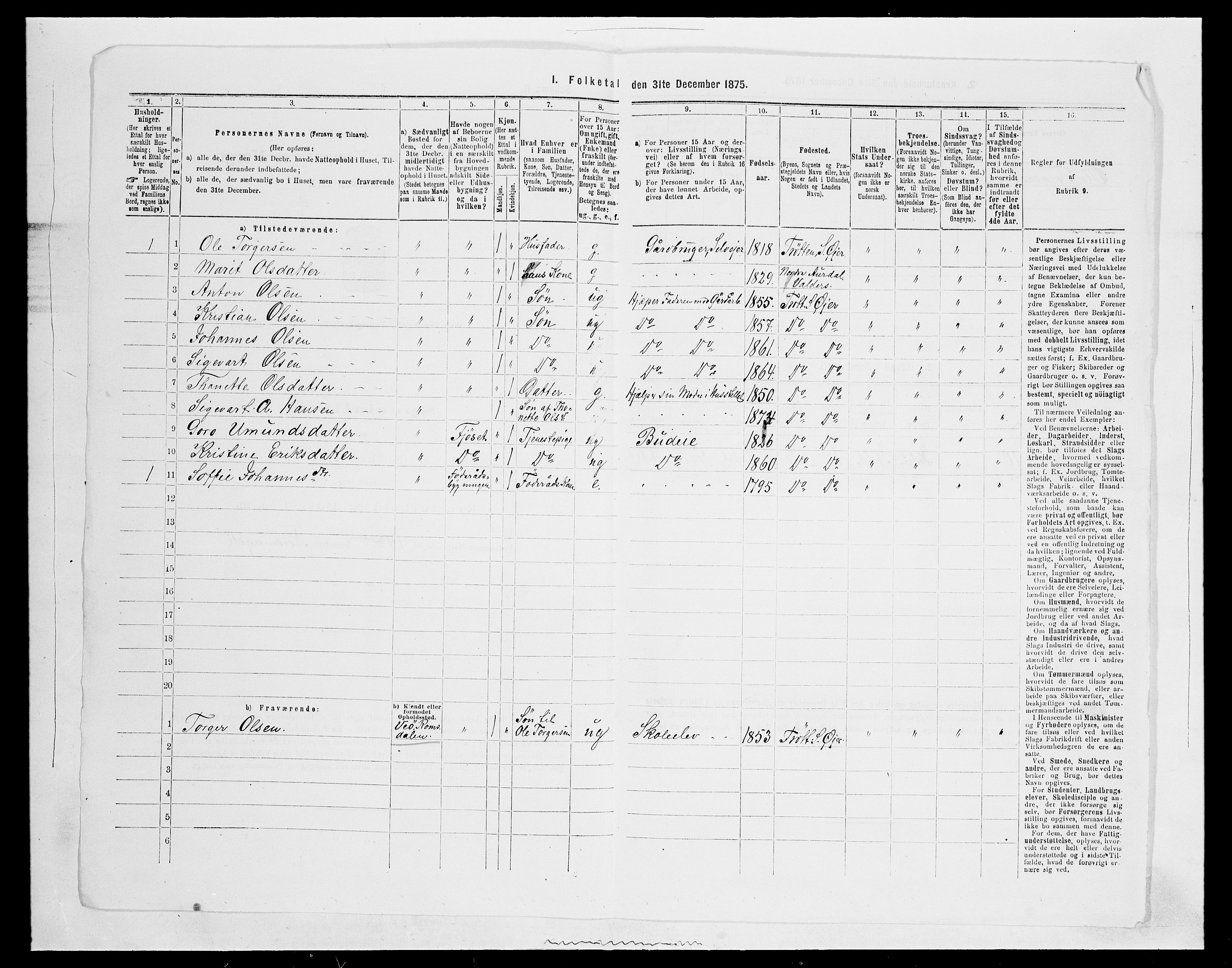 SAH, 1875 census for 0521P Øyer, 1875, p. 957