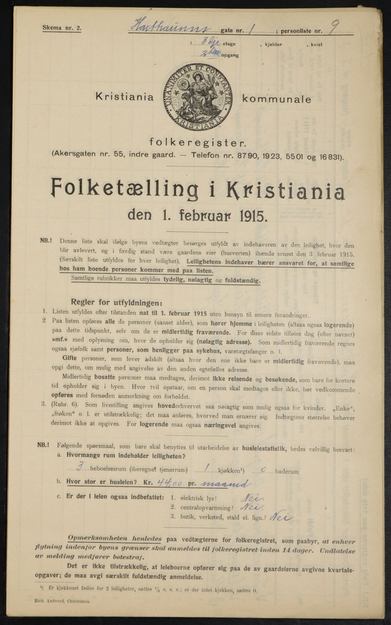 OBA, Municipal Census 1915 for Kristiania, 1915, p. 35109