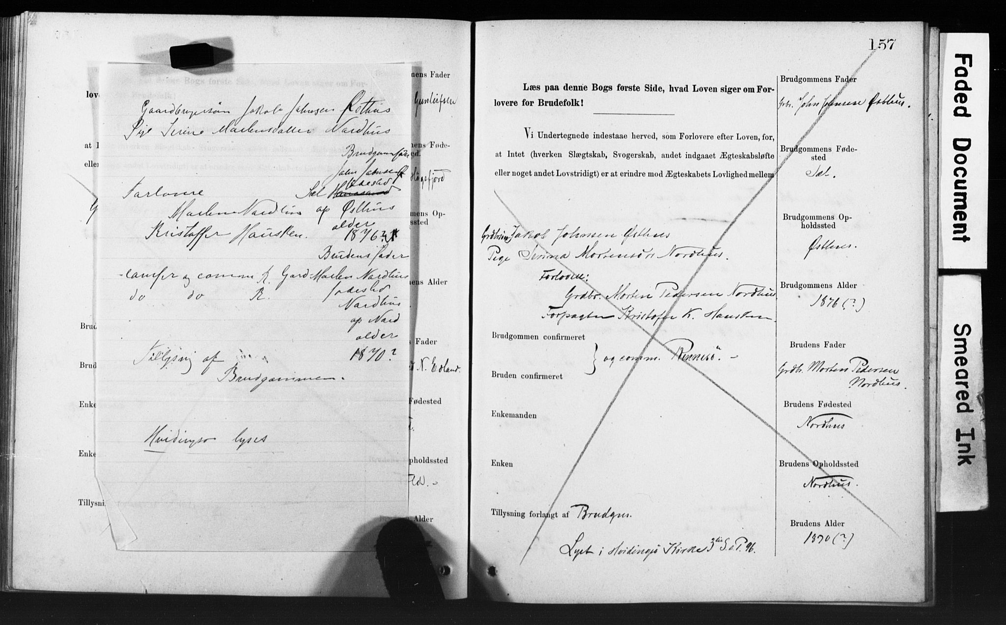 Rennesøy sokneprestkontor, SAST/A -101827/I/Ie/L0001: Banns register no. 1, 1873-1898, p. 157