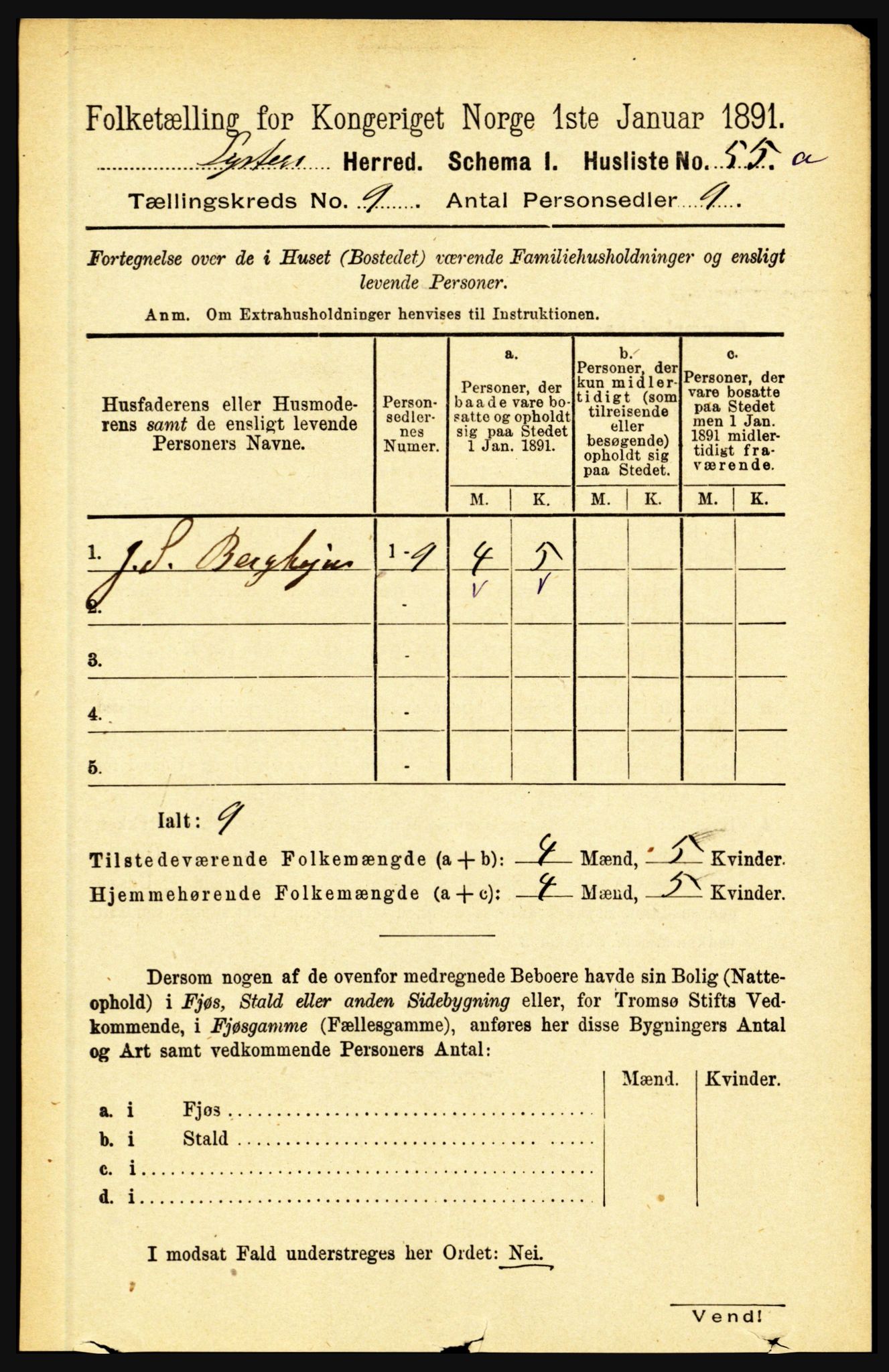 RA, 1891 census for 1426 Luster, 1891, p. 2800