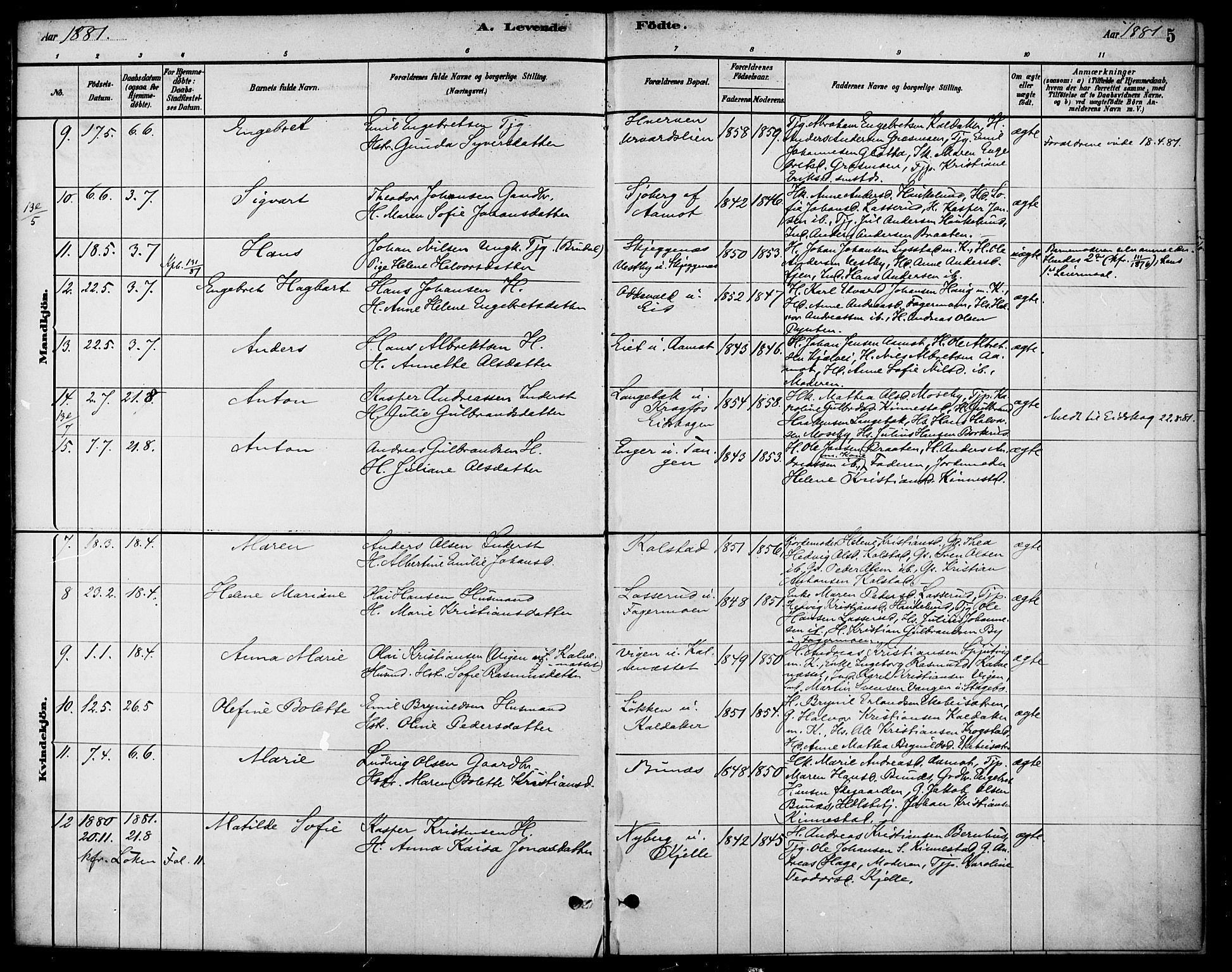 Høland prestekontor Kirkebøker, SAO/A-10346a/F/Fc/L0001: Parish register (official) no. III 1, 1880-1897, p. 5