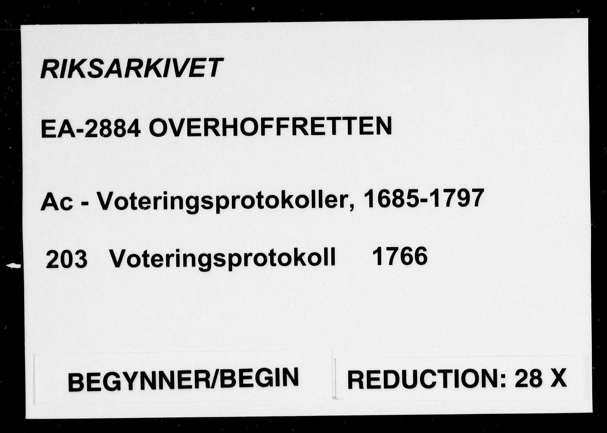 Overhoffretten 1667-1797, RA/EA-2884/Ac/L0203: Voteringsprotokoll, 1766