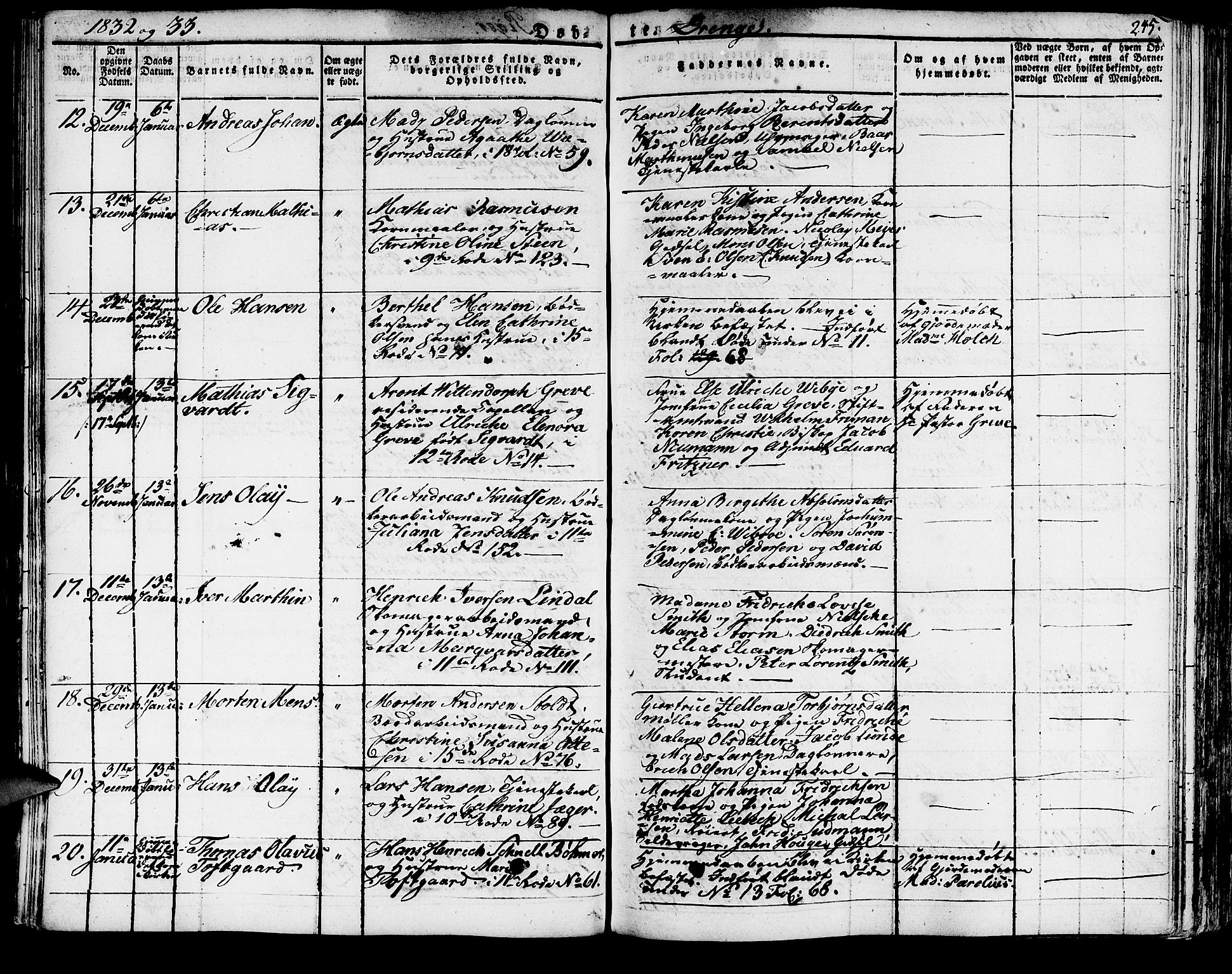Domkirken sokneprestembete, SAB/A-74801/H/Haa/L0012: Parish register (official) no. A 12, 1821-1840, p. 245