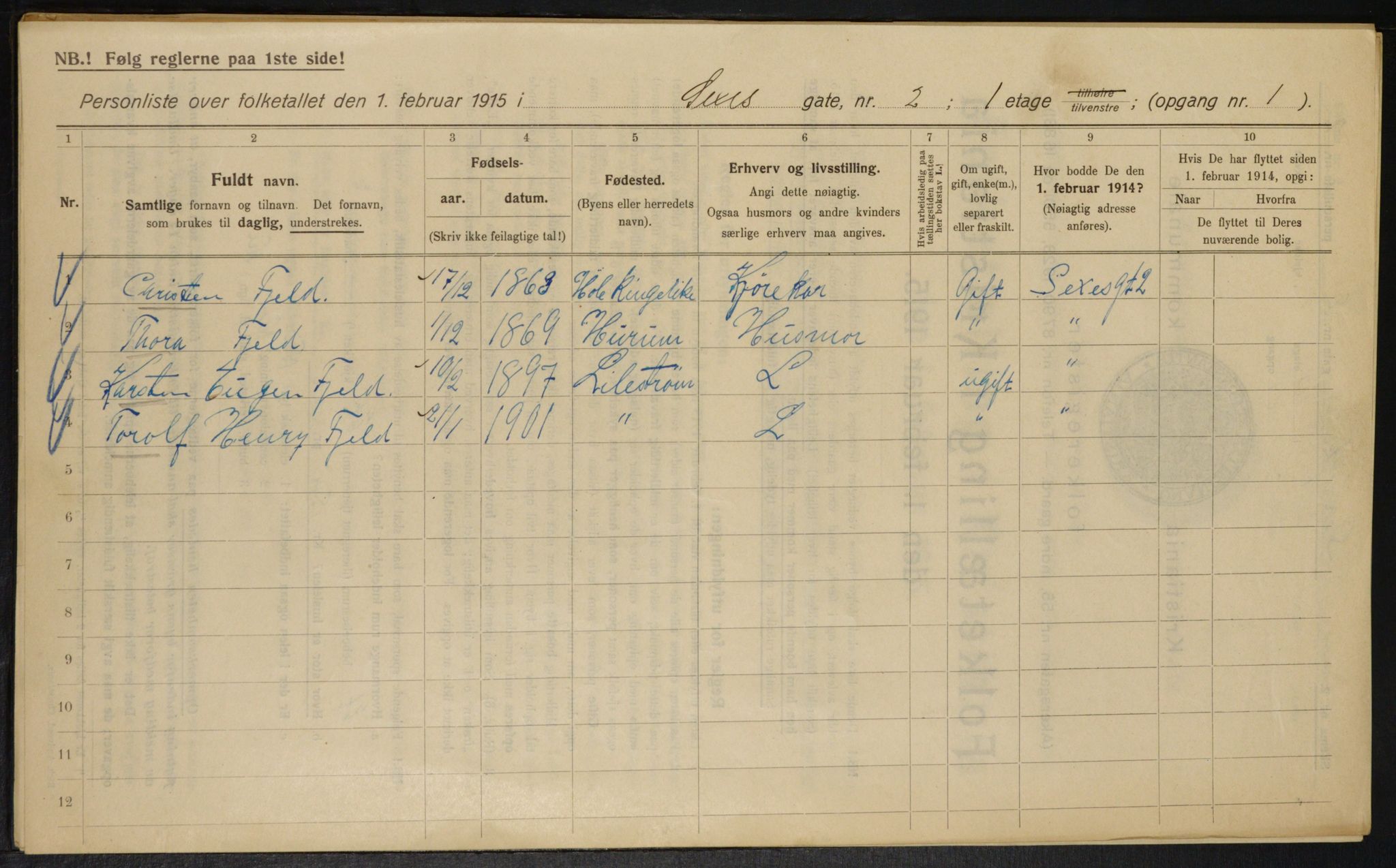 OBA, Municipal Census 1915 for Kristiania, 1915, p. 94410
