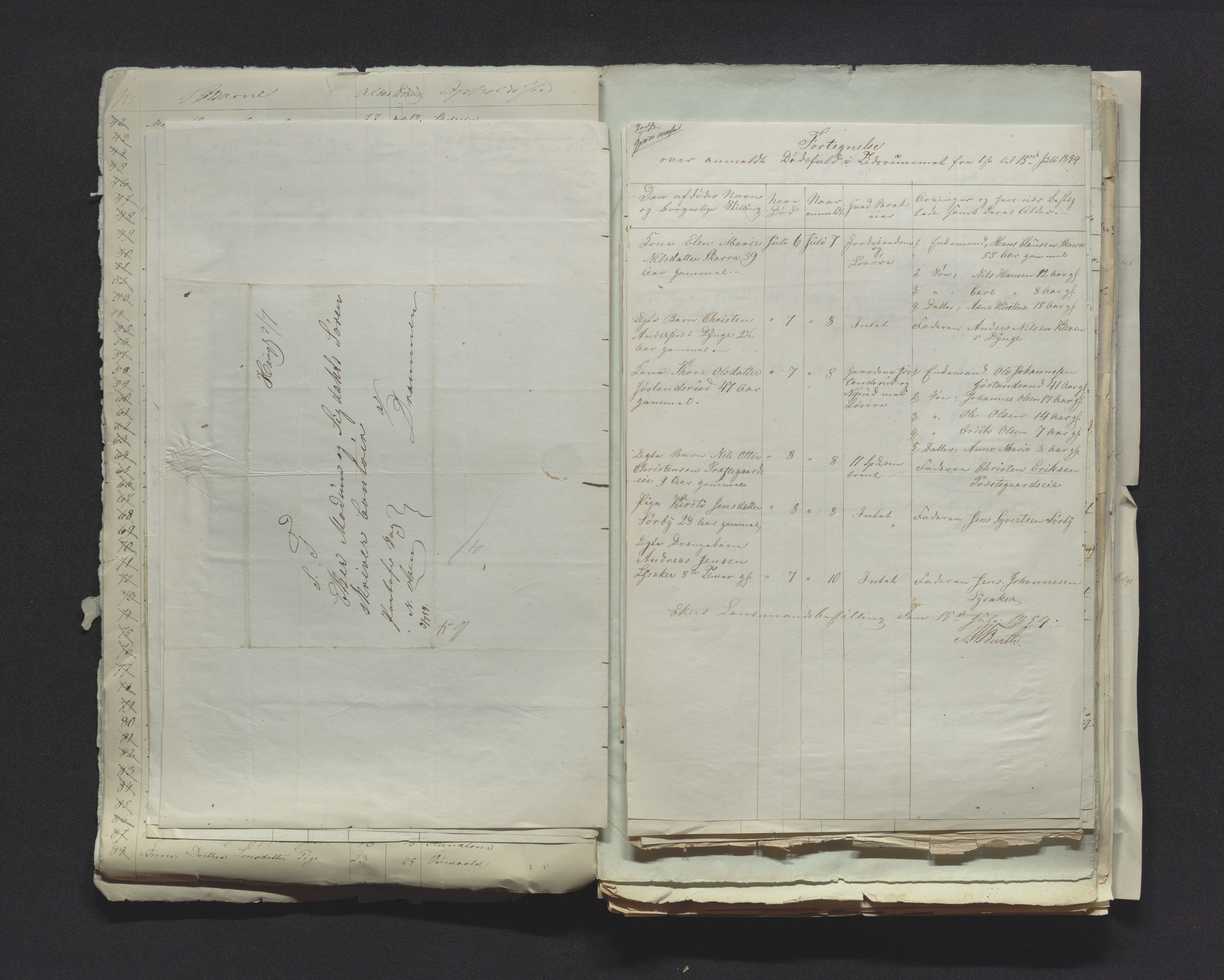 Eiker, Modum og Sigdal sorenskriveri, AV/SAKO-A-123/H/Ha/Hab/L0009: Dødsfallsmeldinger, 1854-1857, p. 14