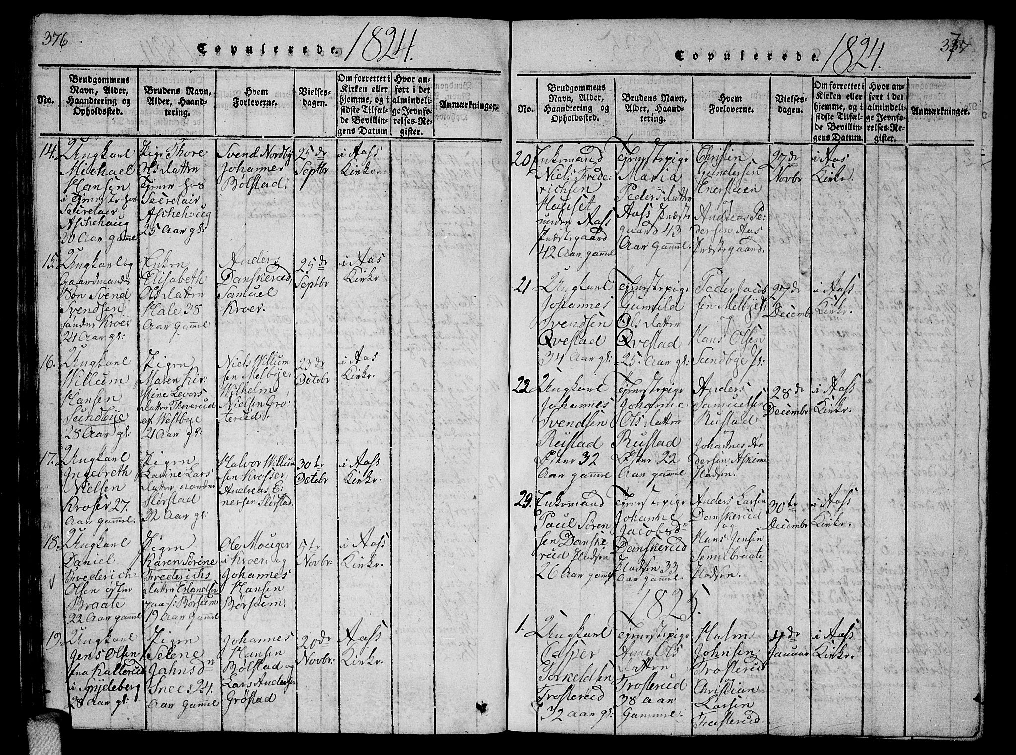 Ås prestekontor Kirkebøker, SAO/A-10894/G/Ga/L0002: Parish register (copy) no. I 2, 1820-1836, p. 376-377