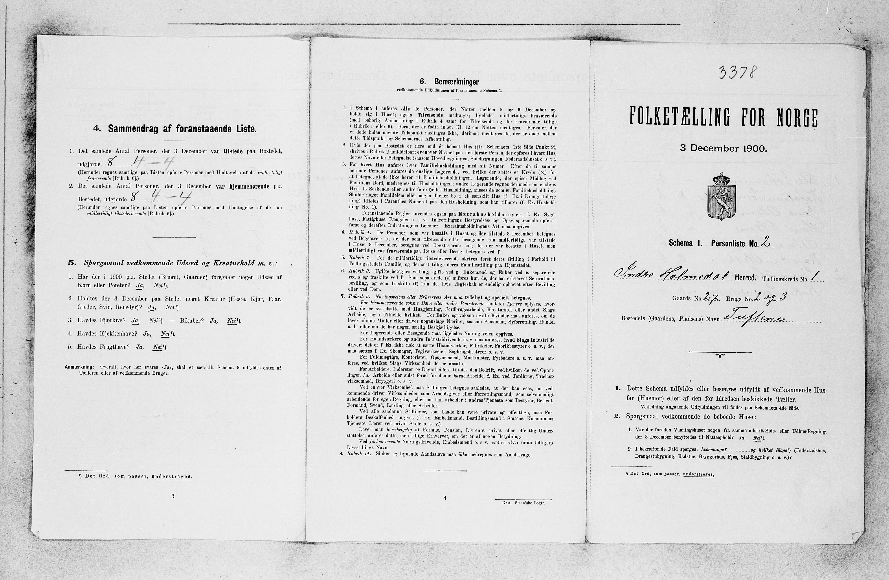 SAB, 1900 census for Indre Holmedal, 1900, p. 87