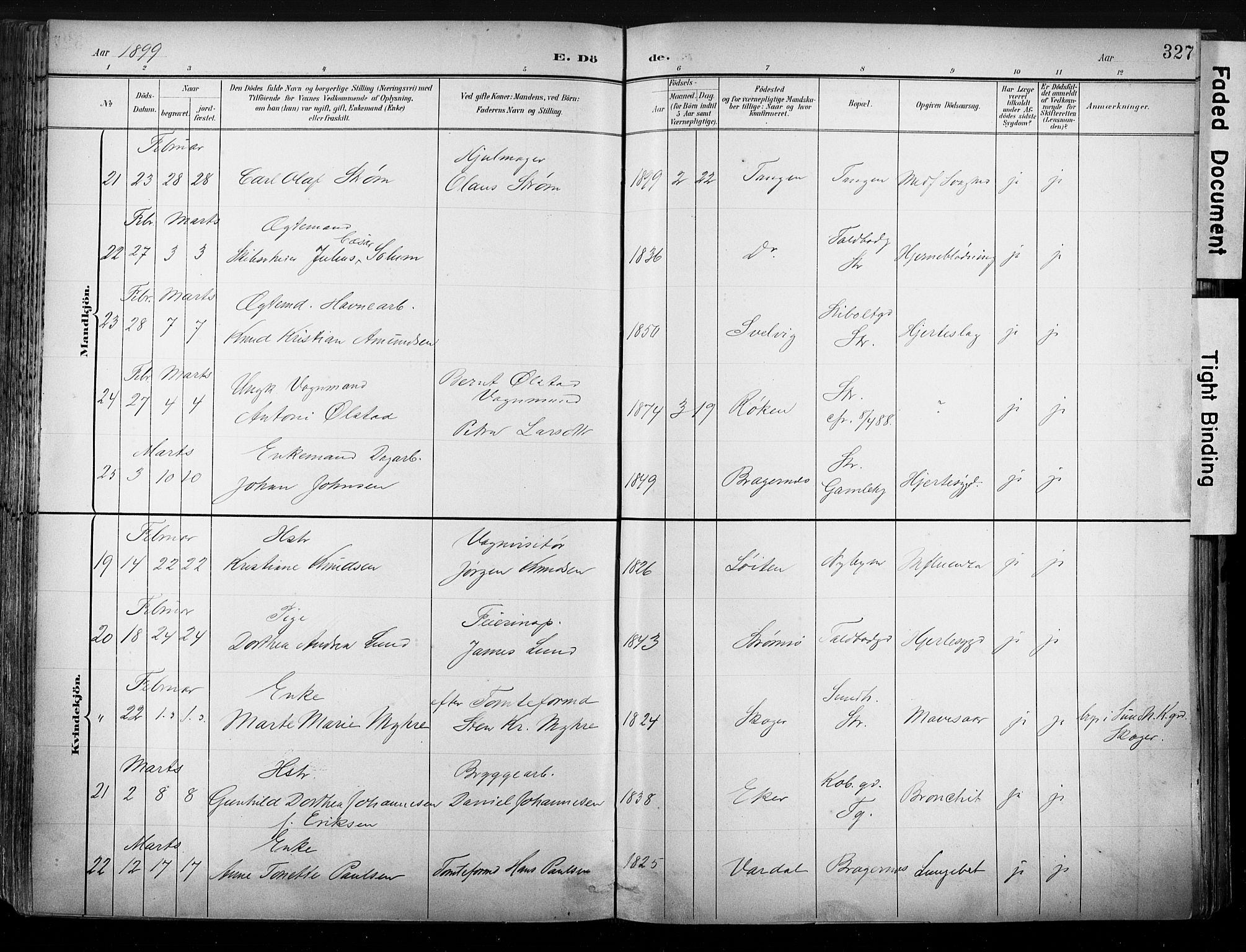 Strømsø kirkebøker, AV/SAKO-A-246/G/Ga/L0003: Parish register (copy) no. 3, 1894-1904, p. 327