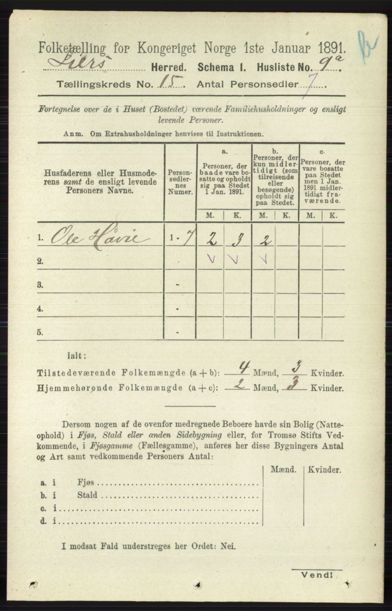 RA, 1891 census for 0626 Lier, 1891, p. 8628