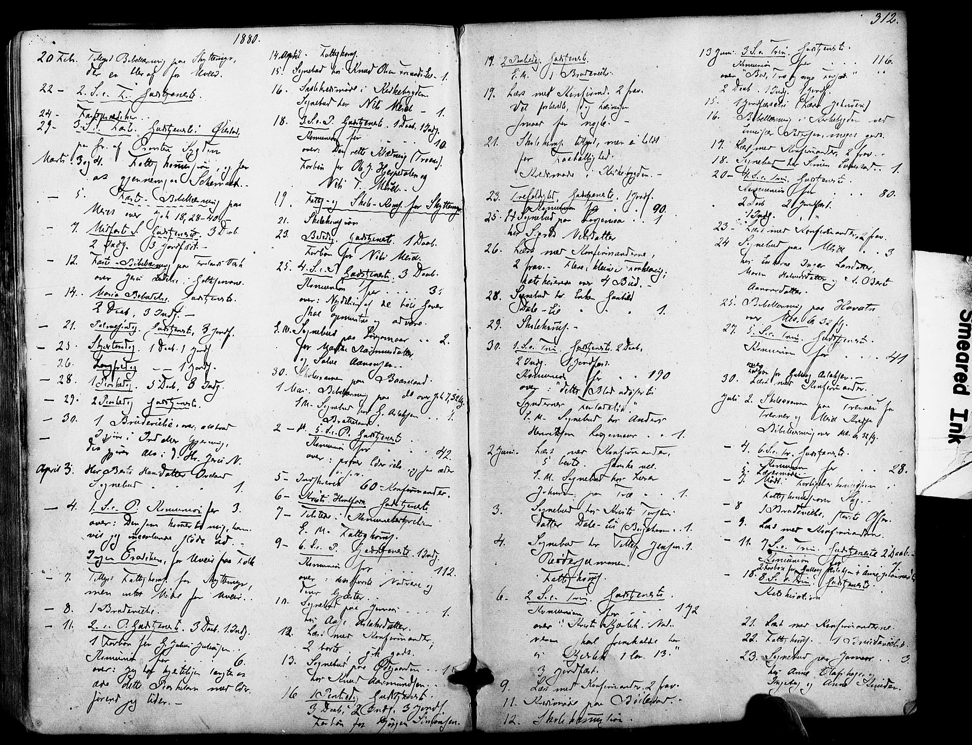 Froland sokneprestkontor, AV/SAK-1111-0013/F/Fa/L0003: Parish register (official) no. A 3, 1864-1881, p. 312