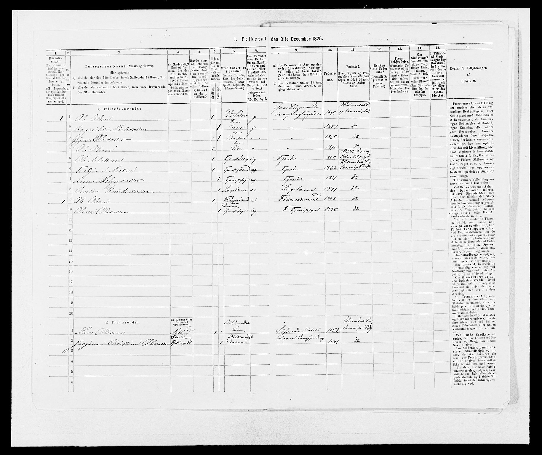 SAB, 1875 census for 1212P Skånevik, 1875, p. 102