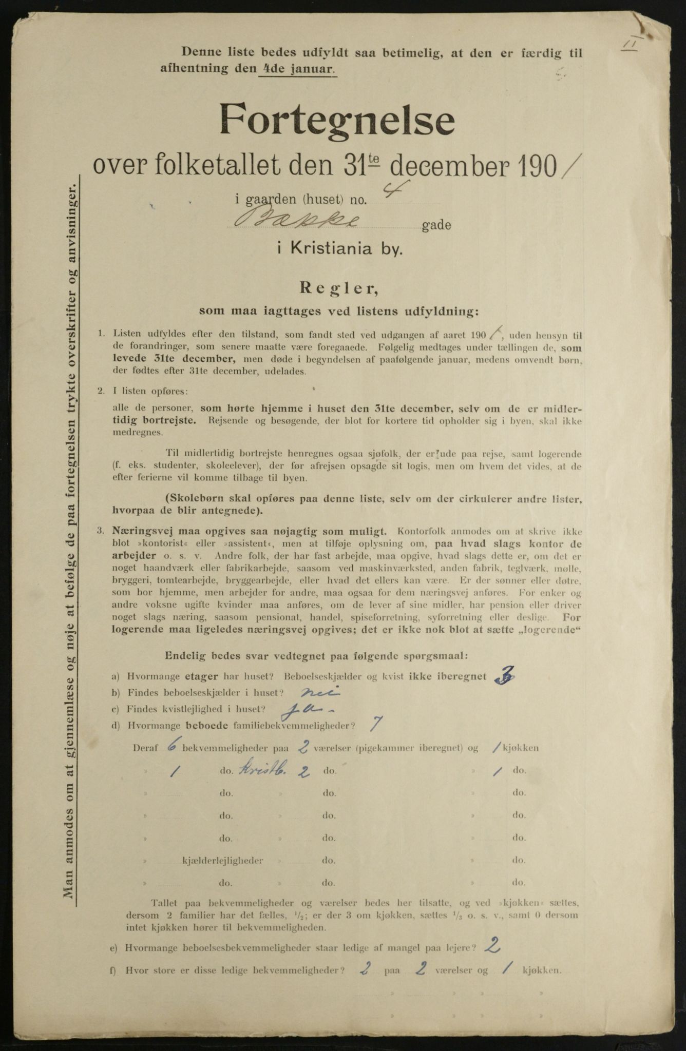 OBA, Municipal Census 1901 for Kristiania, 1901, p. 654