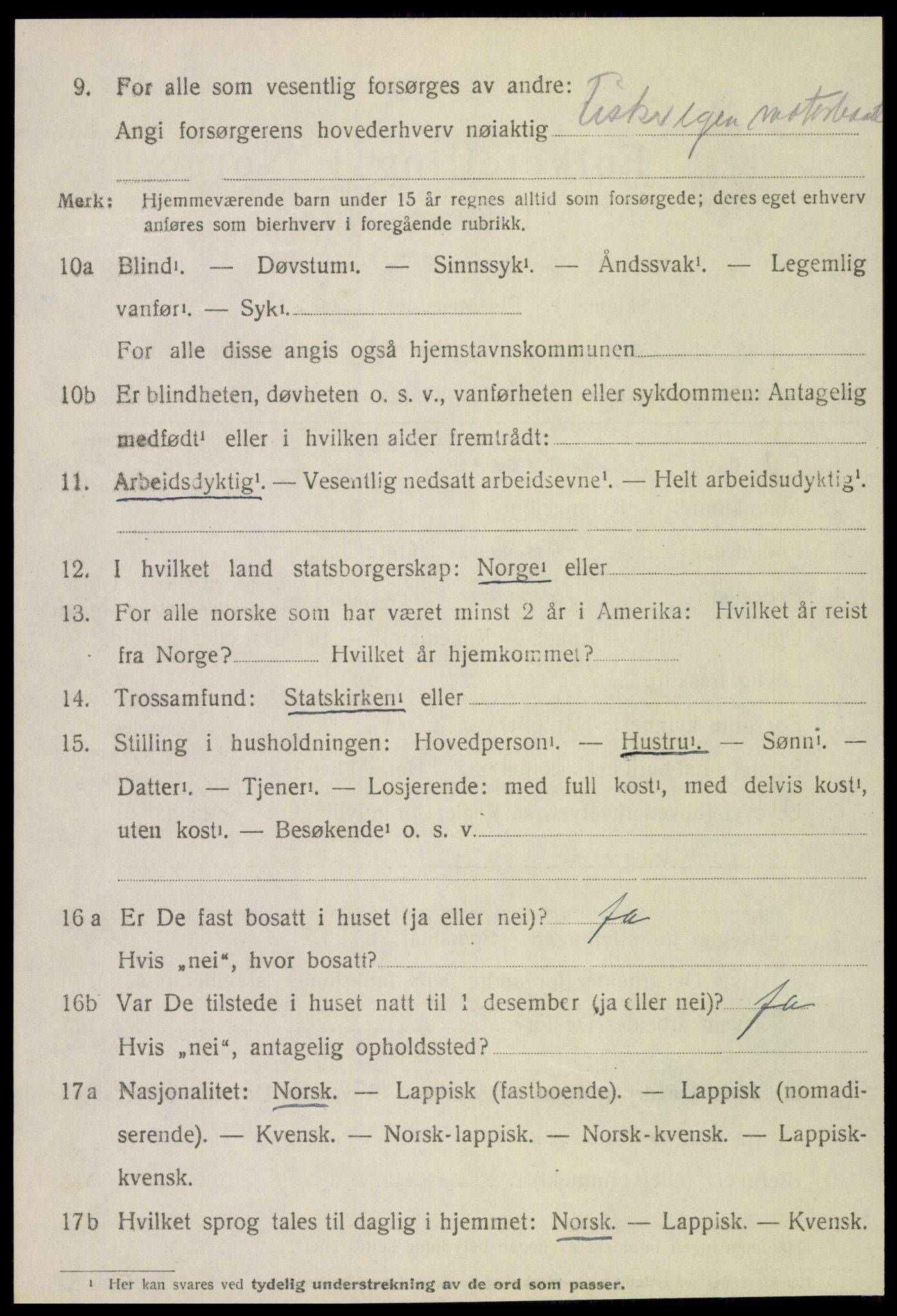 SAT, 1920 census for Vikna, 1920, p. 4992