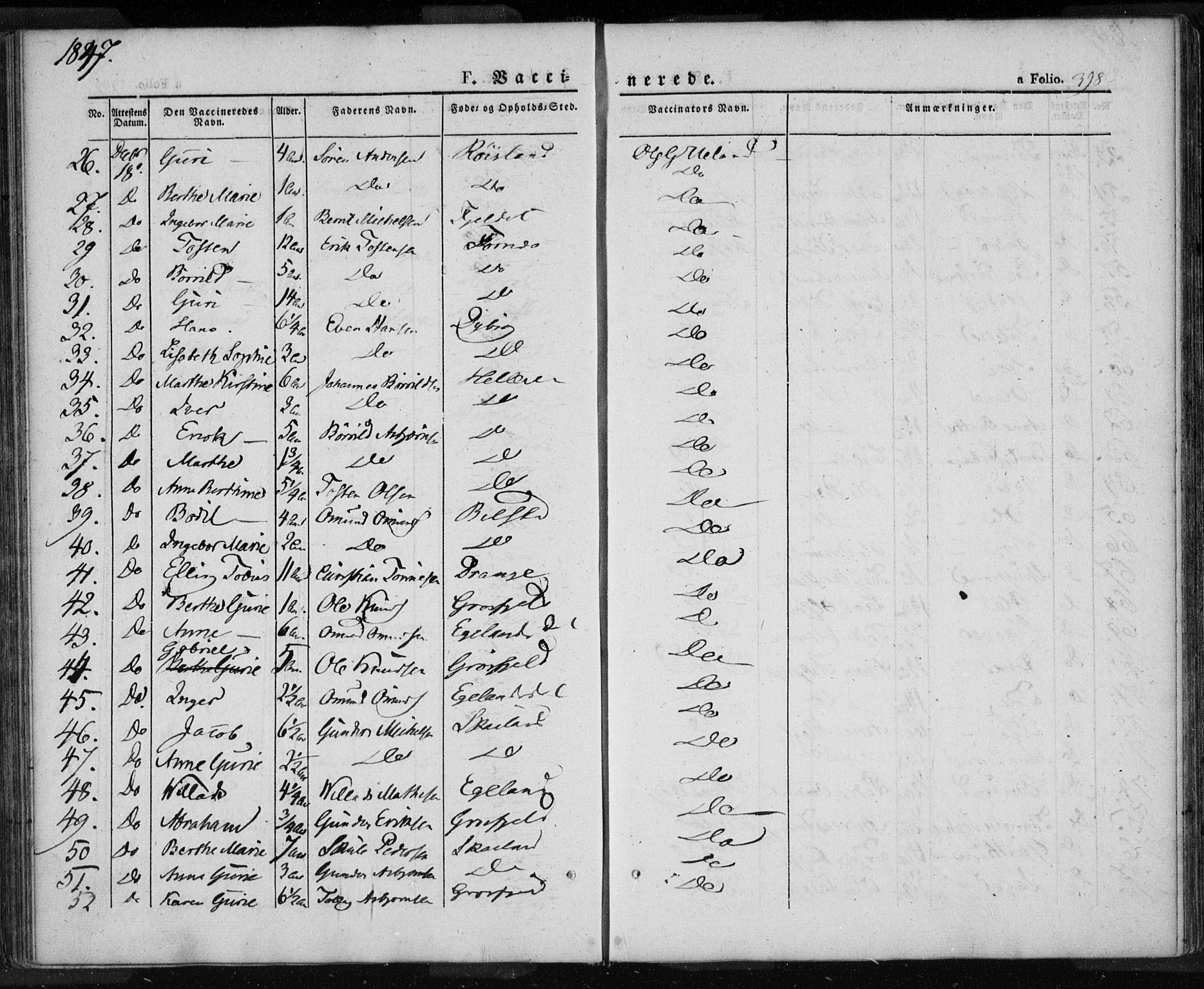 Lund sokneprestkontor, SAST/A-101809/S06/L0008: Parish register (official) no. A 7.2, 1833-1854, p. 398
