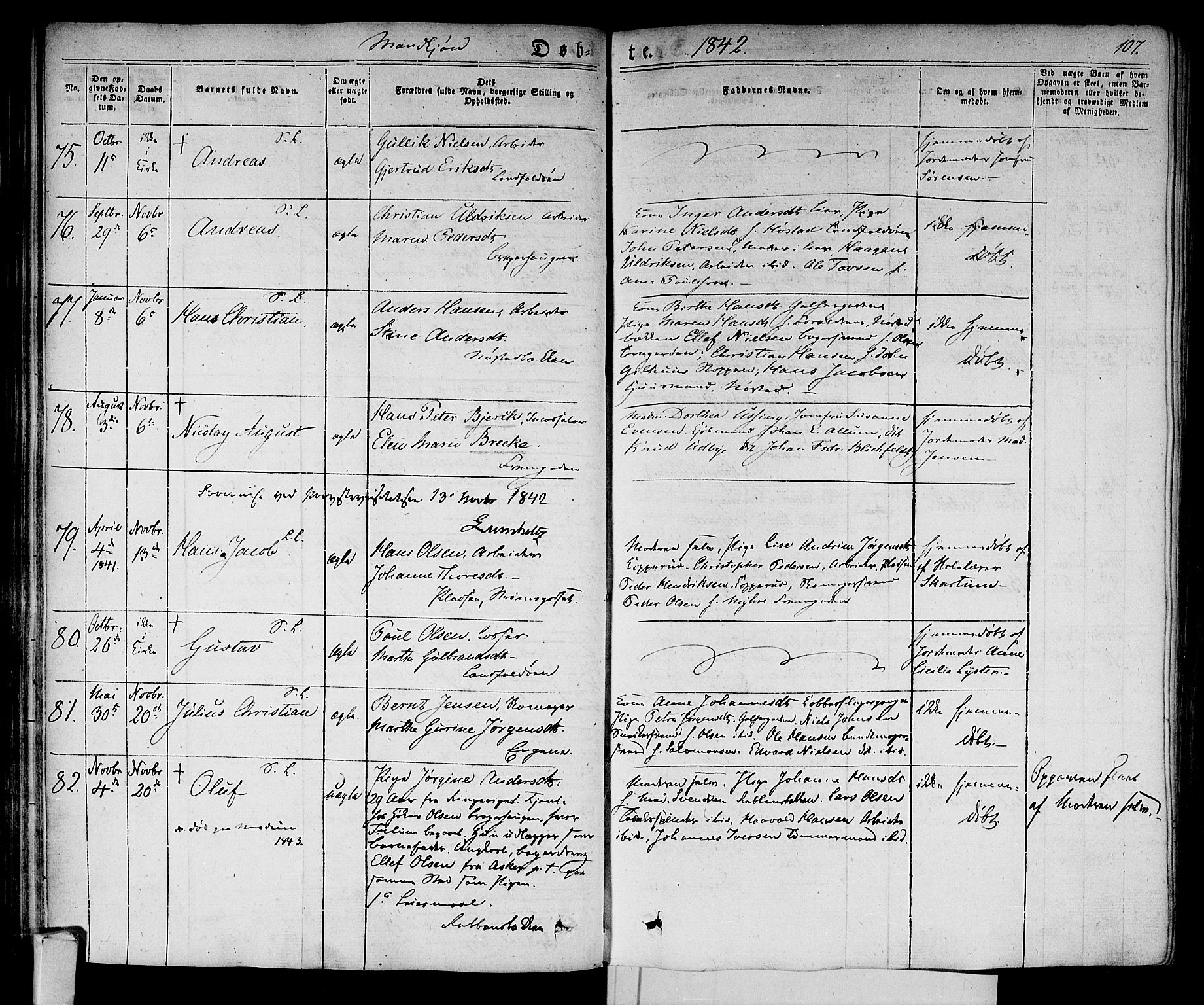 Bragernes kirkebøker, AV/SAKO-A-6/F/Fb/L0001: Parish register (official) no. II 1, 1830-1847, p. 107