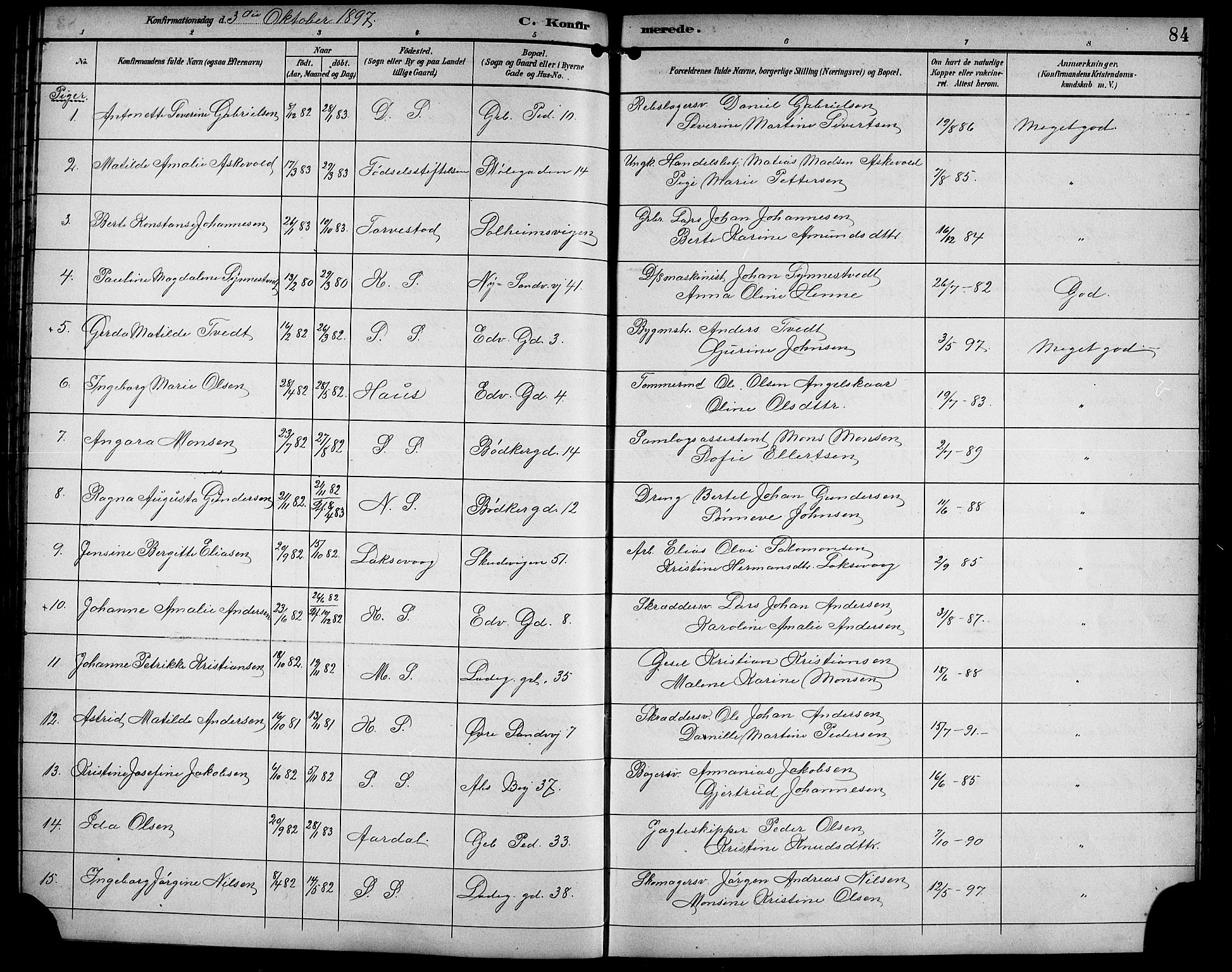 Sandviken Sokneprestembete, AV/SAB-A-77601/H/Hb/L0003: Parish register (copy) no. A 4, 1892-1901, p. 84