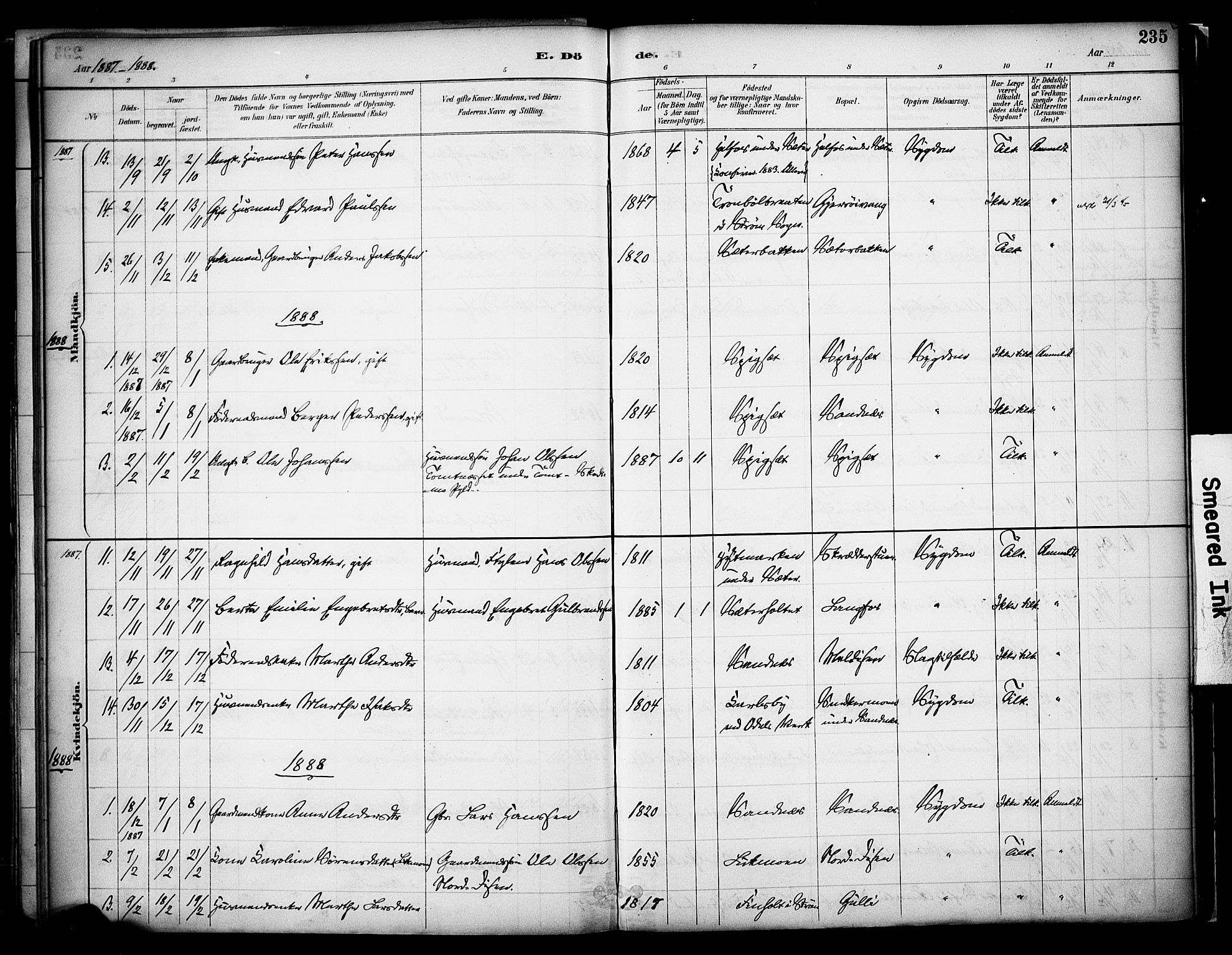 Sør-Odal prestekontor, AV/SAH-PREST-030/H/Ha/Haa/L0008: Parish register (official) no. 8, 1886-1922, p. 235