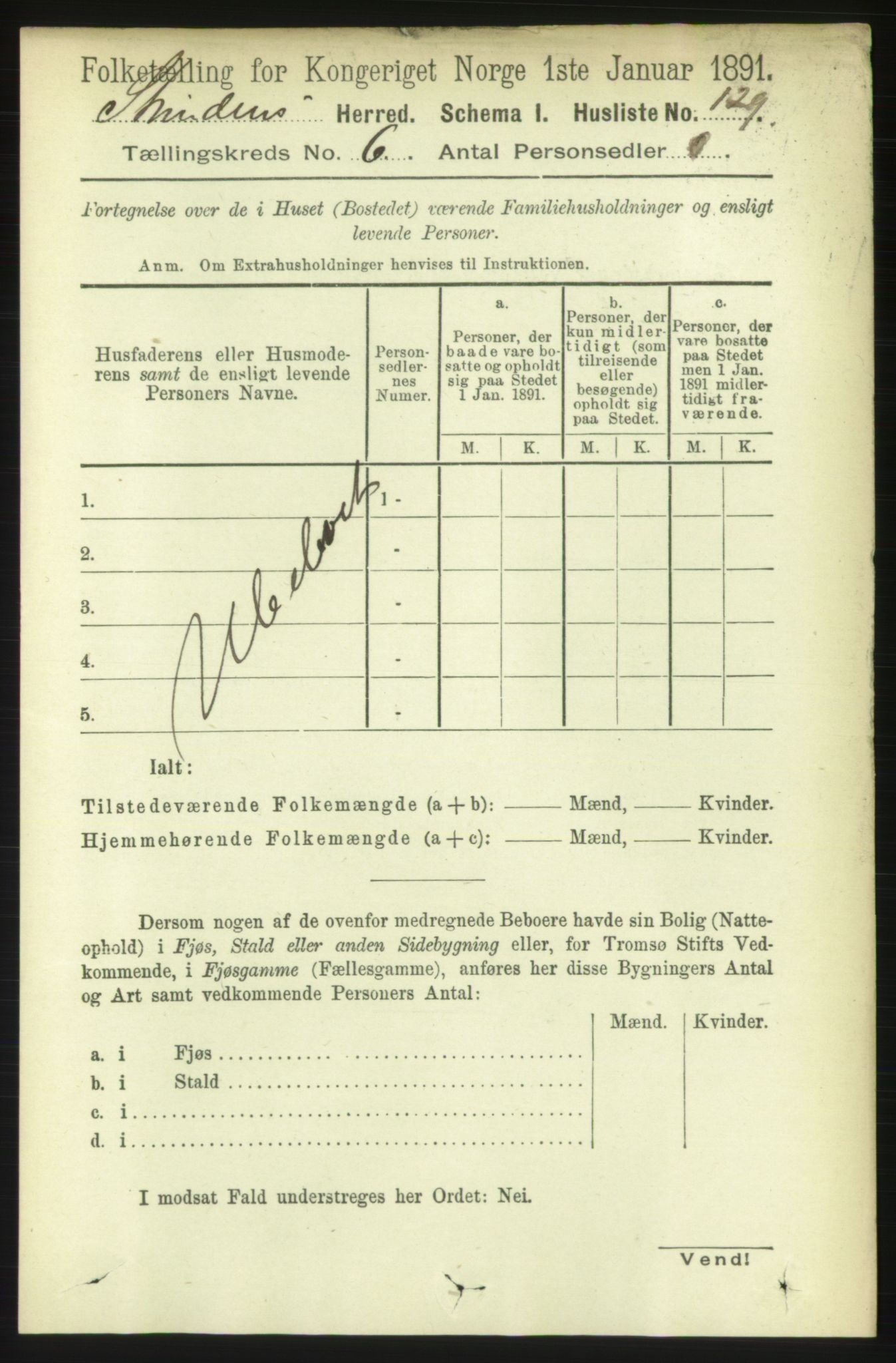 RA, 1891 census for 1660 Strinda, 1891, p. 5291