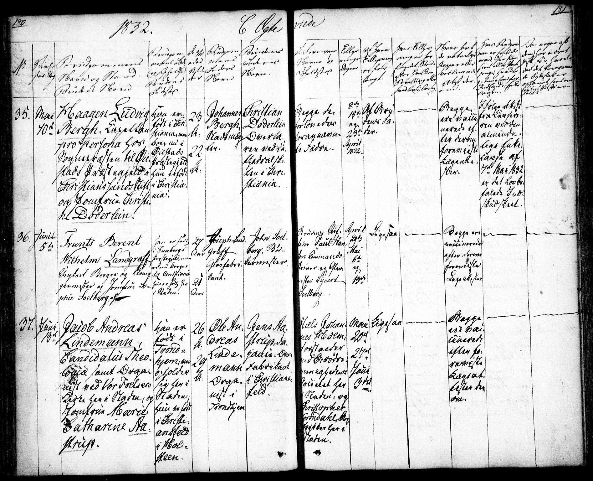 Oslo domkirke Kirkebøker, SAO/A-10752/F/Fa/L0019: Parish register (official) no. 19, 1828-1847, p. 180-181