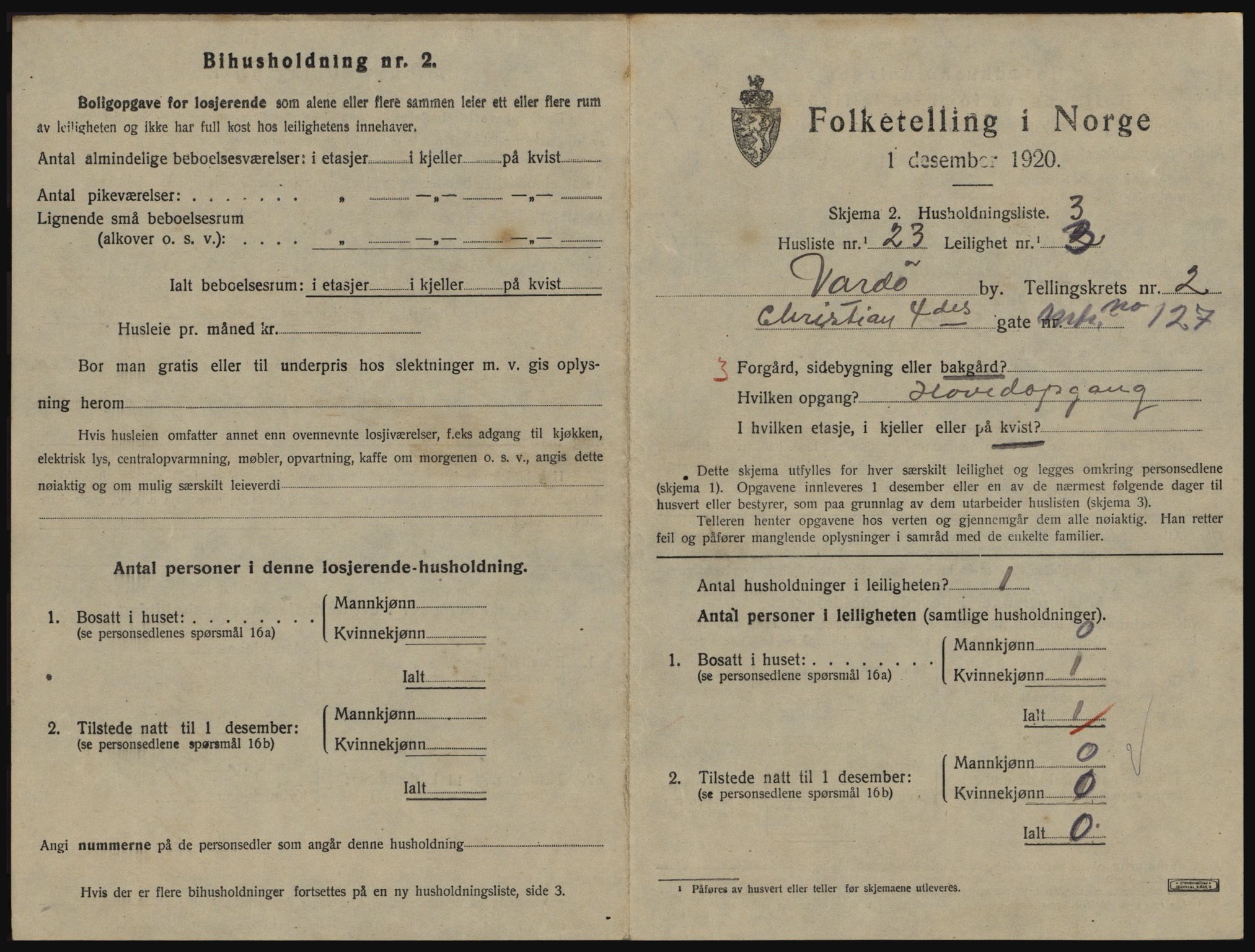 SATØ, 1920 census for Vardø, 1920, p. 1801