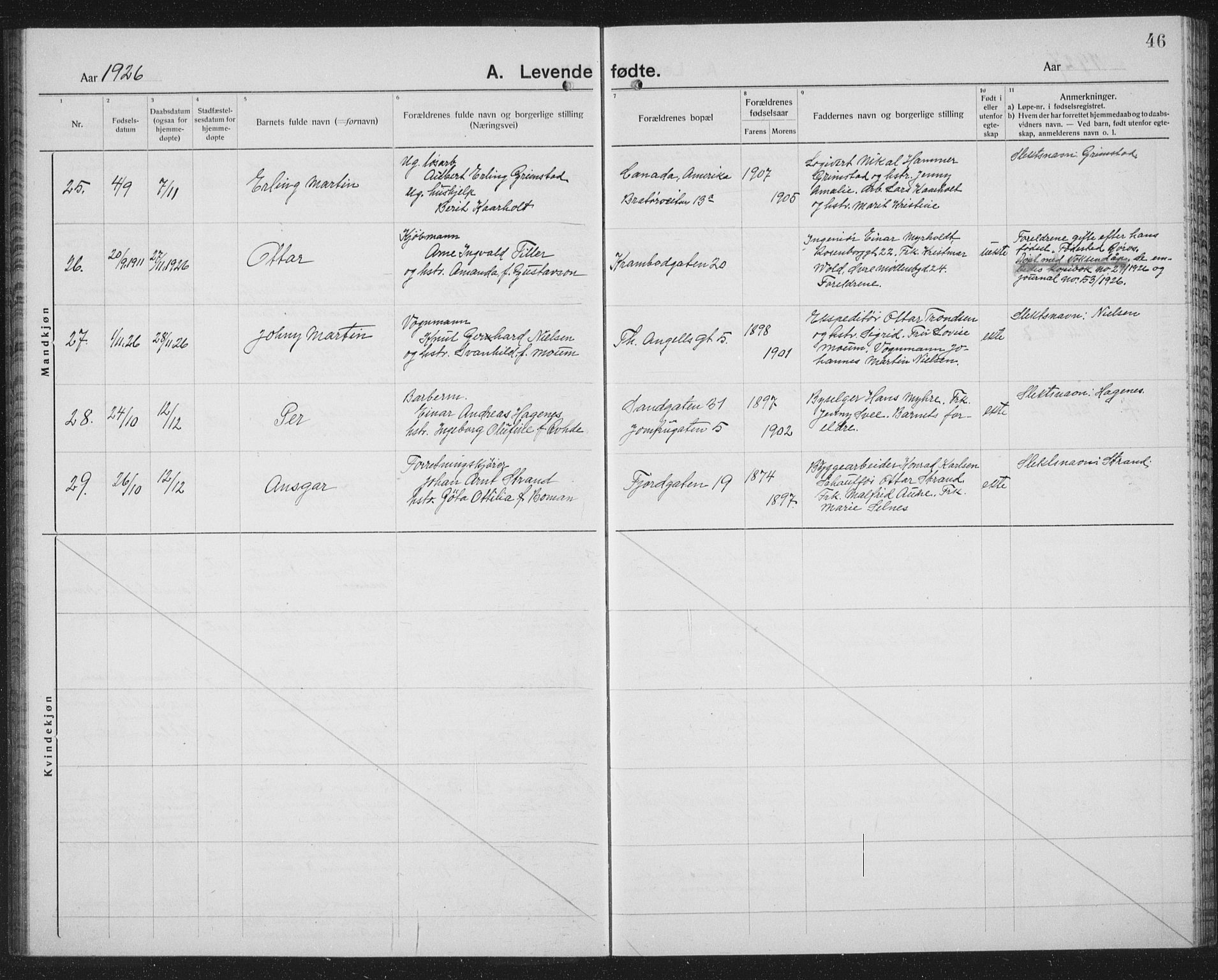 Ministerialprotokoller, klokkerbøker og fødselsregistre - Sør-Trøndelag, AV/SAT-A-1456/602/L0148: Parish register (copy) no. 602C16, 1919-1939, p. 46