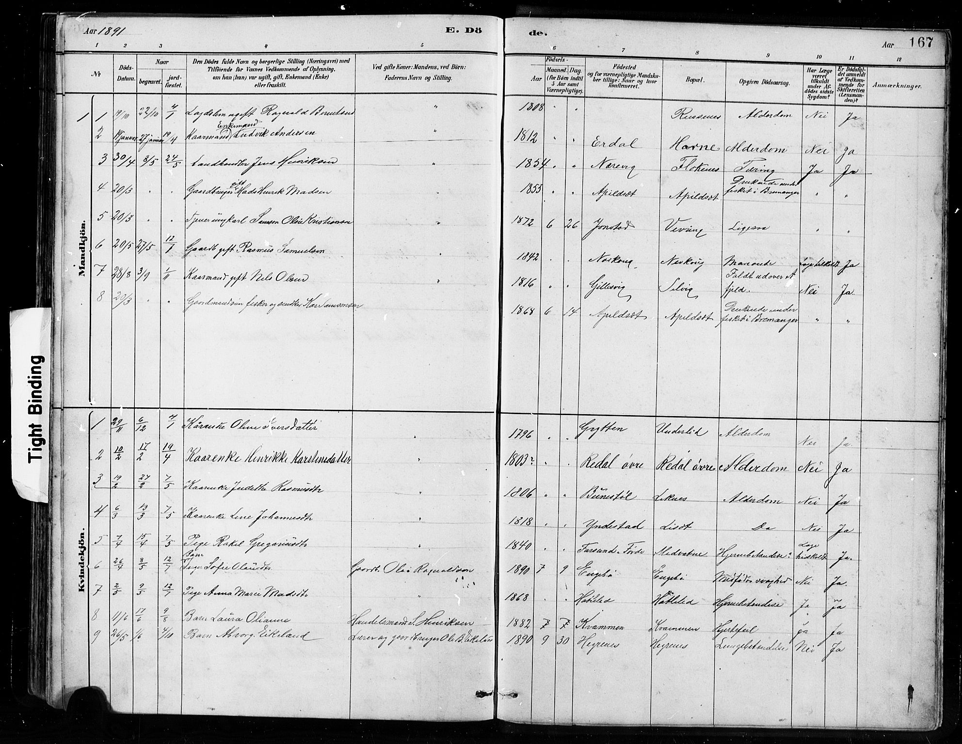 Førde sokneprestembete, SAB/A-79901/H/Hab/Habe/L0001: Parish register (copy) no. E 1, 1881-1920, p. 167