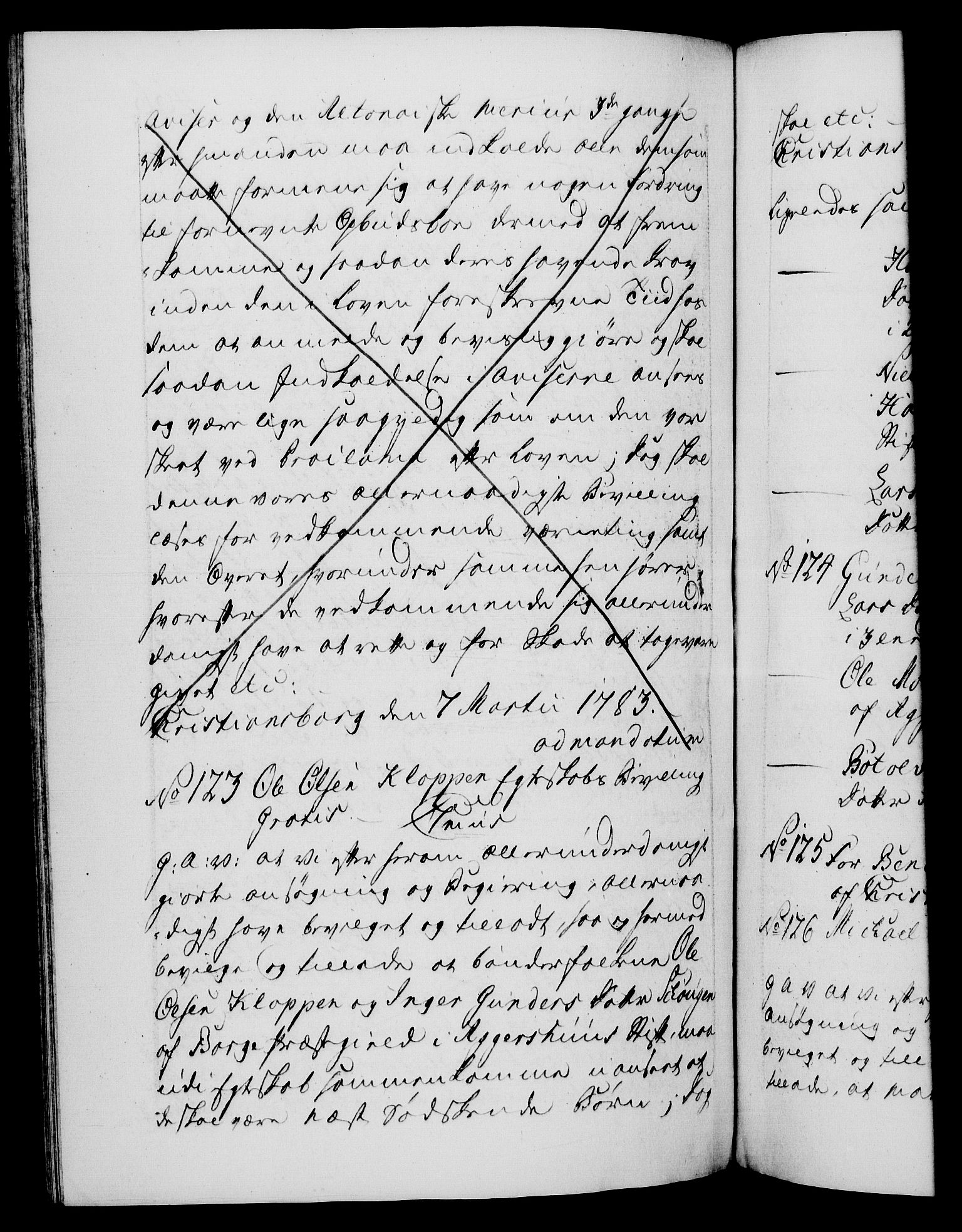 Danske Kanselli 1572-1799, RA/EA-3023/F/Fc/Fca/Fcaa/L0049: Norske registre, 1782-1783, p. 466b
