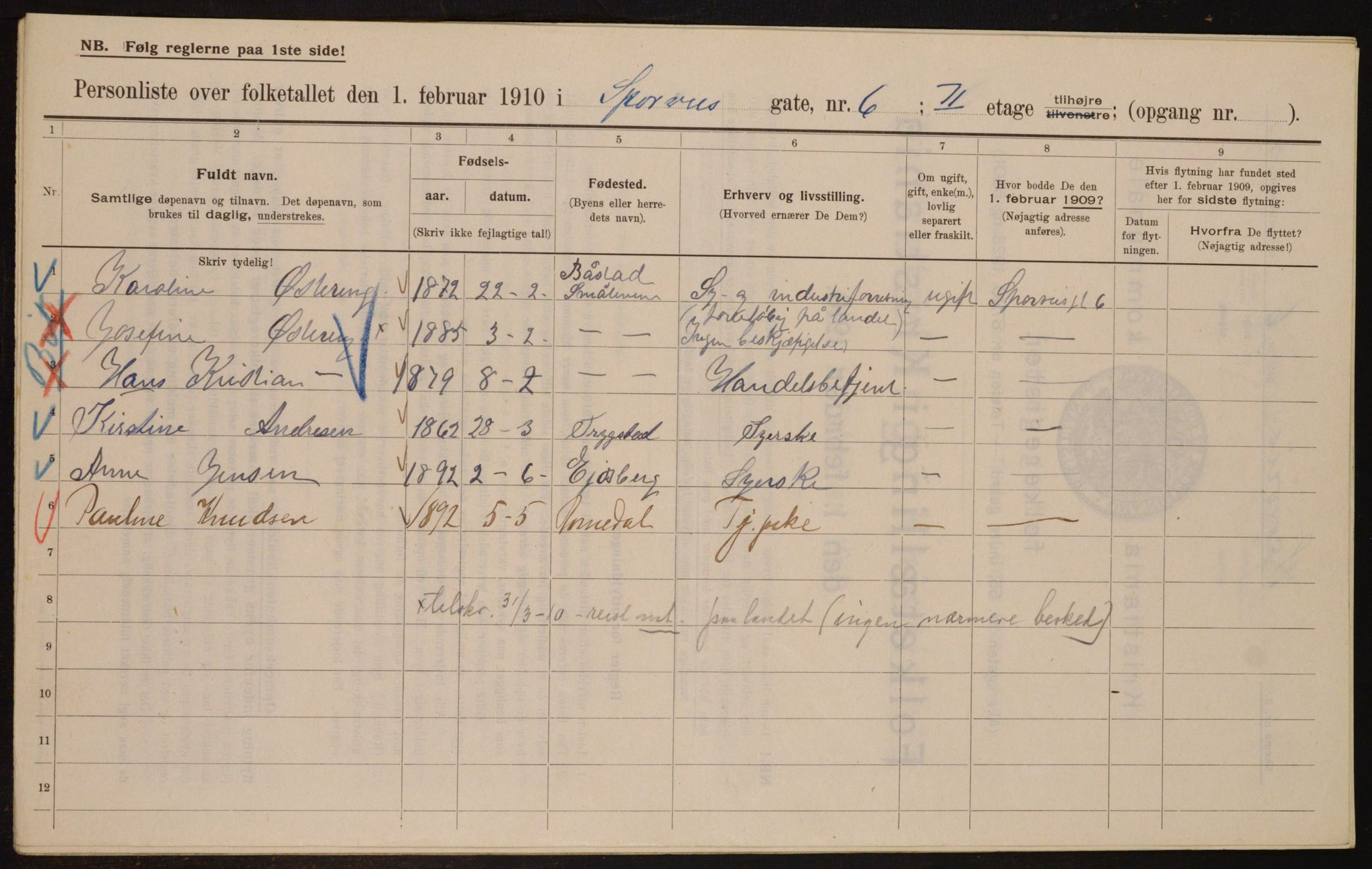 OBA, Municipal Census 1910 for Kristiania, 1910, p. 95537