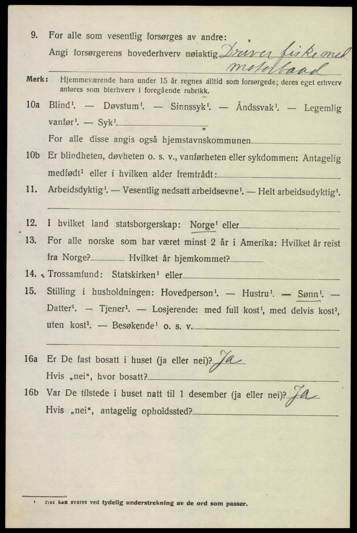SAK, 1920 census for Oddernes, 1920, p. 3904
