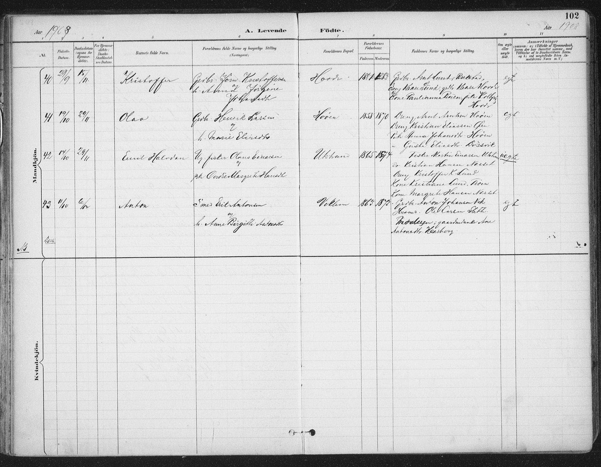 Ministerialprotokoller, klokkerbøker og fødselsregistre - Sør-Trøndelag, SAT/A-1456/659/L0743: Parish register (official) no. 659A13, 1893-1910, p. 102