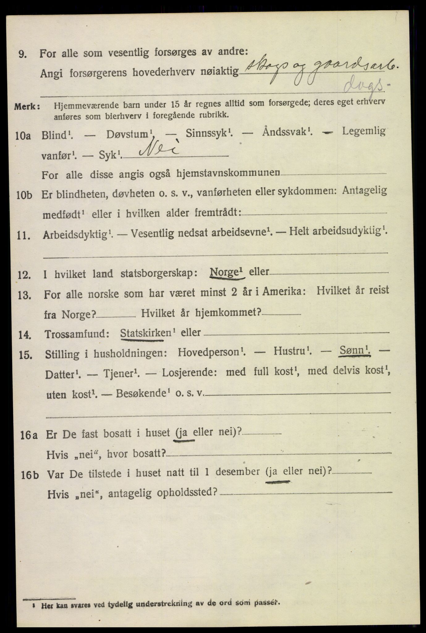 SAH, 1920 census for Vestre Toten, 1920, p. 7655