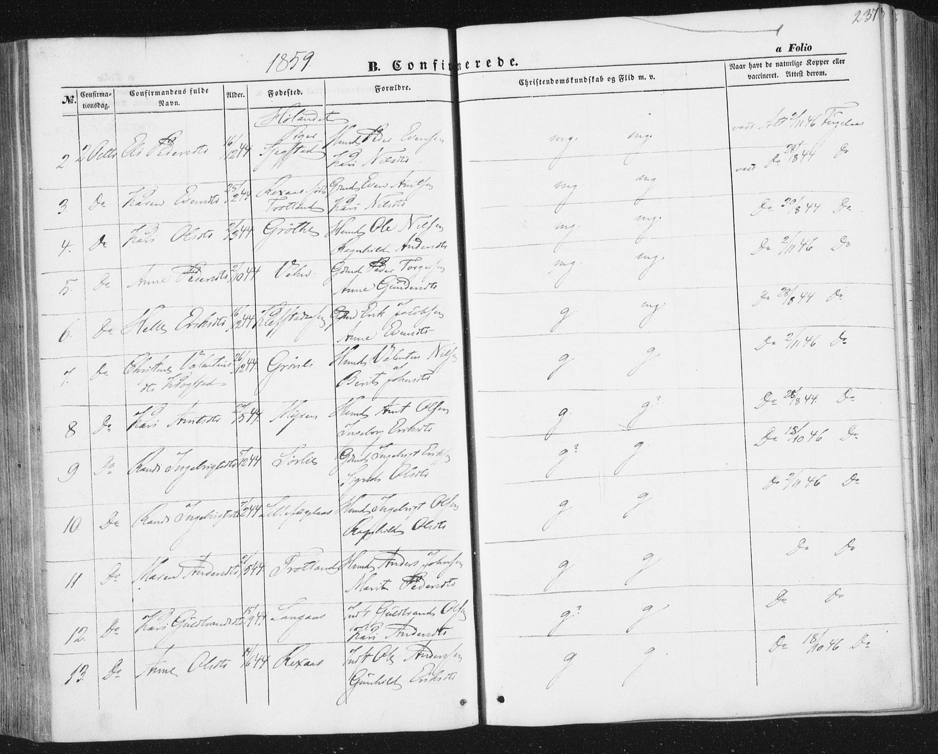 Ministerialprotokoller, klokkerbøker og fødselsregistre - Sør-Trøndelag, SAT/A-1456/691/L1076: Parish register (official) no. 691A08, 1852-1861, p. 237