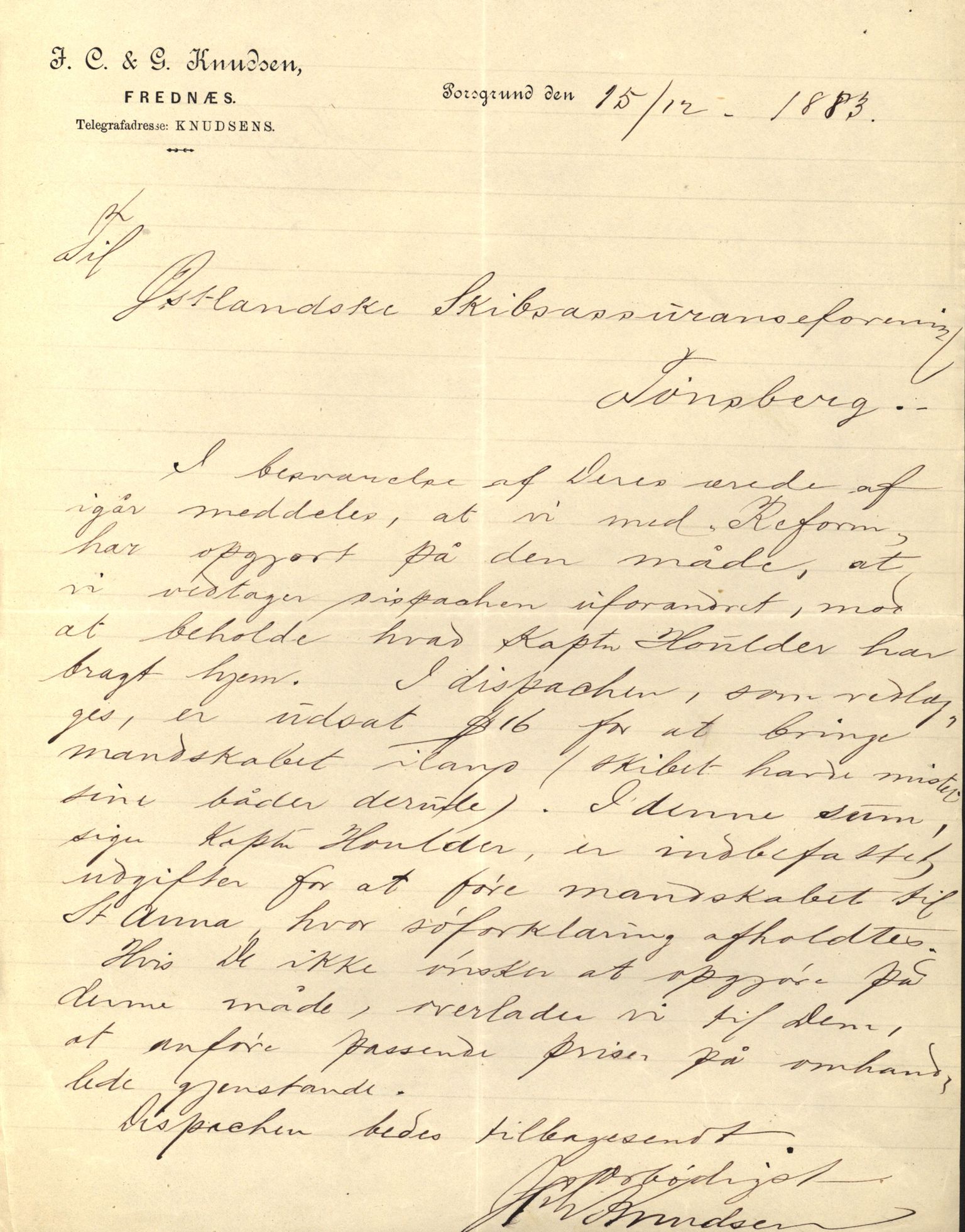 Pa 63 - Østlandske skibsassuranceforening, VEMU/A-1079/G/Ga/L0016/0006: Havaridokumenter / Insulan, Henrik Ibsen, Harmonia, Odin, Nornen, 1883, p. 7