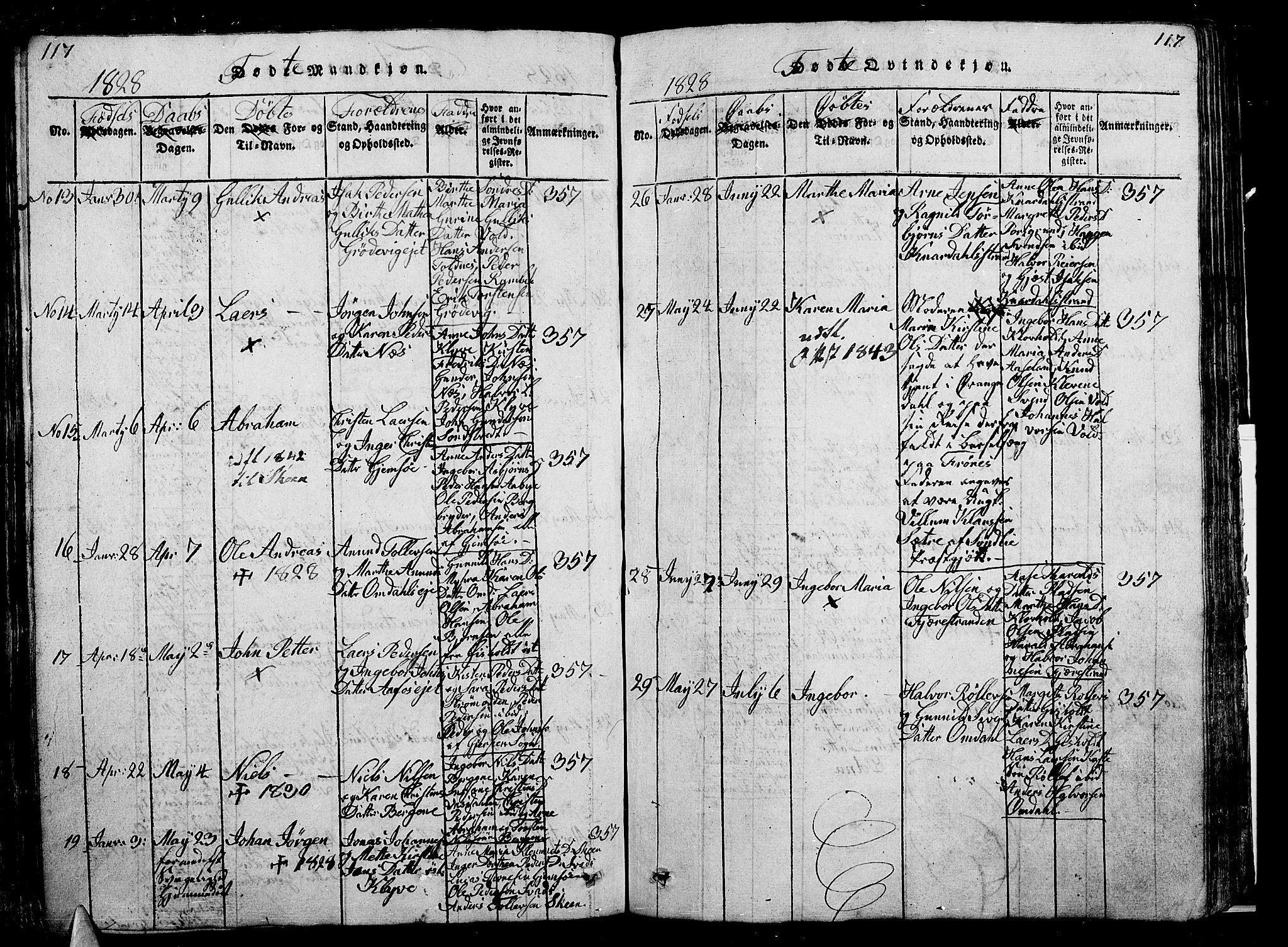 Solum kirkebøker, SAKO/A-306/G/Ga/L0001: Parish register (copy) no. I 1, 1814-1833, p. 117