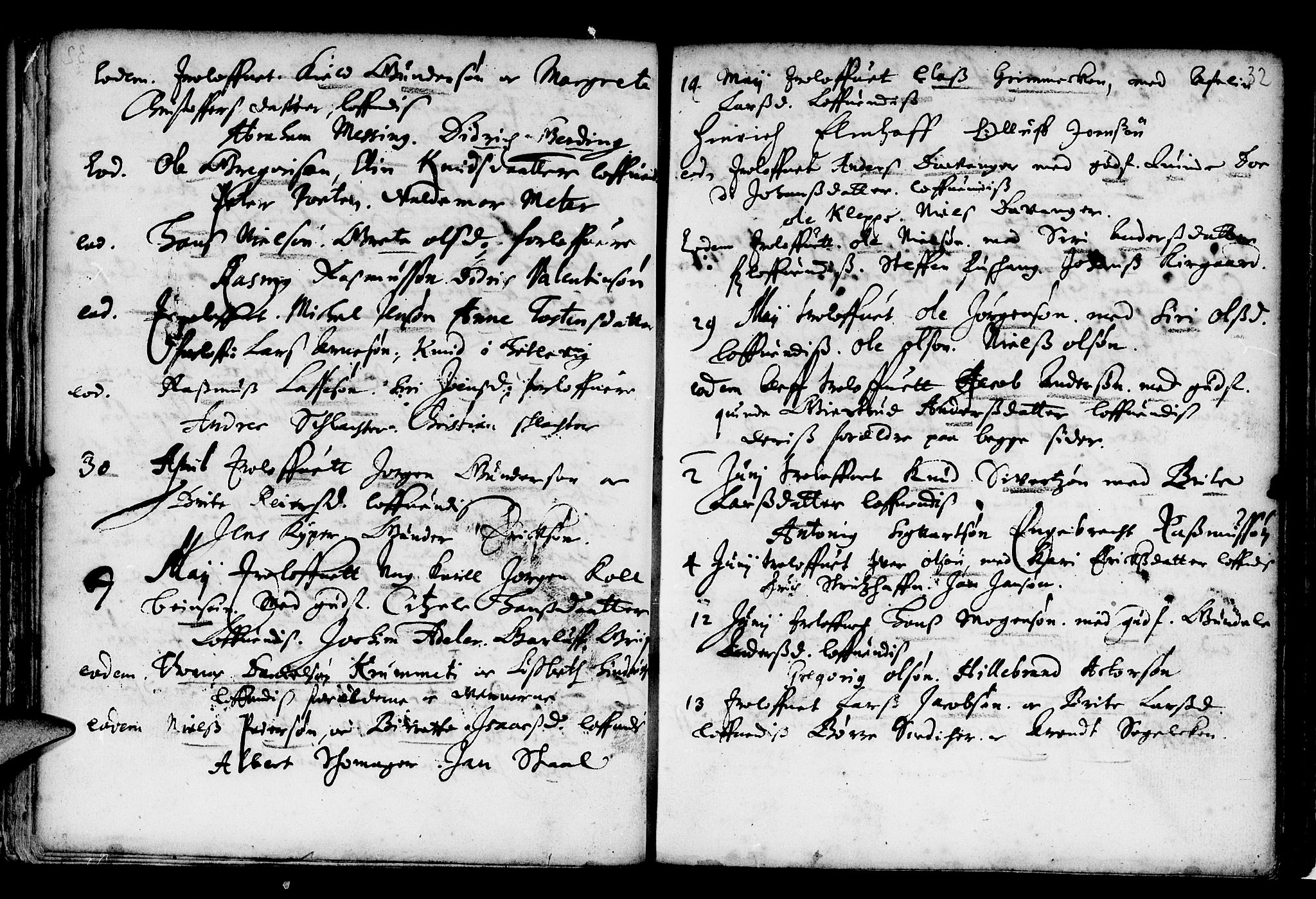 Domkirken sokneprestembete, SAB/A-74801/H/Haa/L0006: Parish register (official) no. A 6, 1663-1683, p. 32