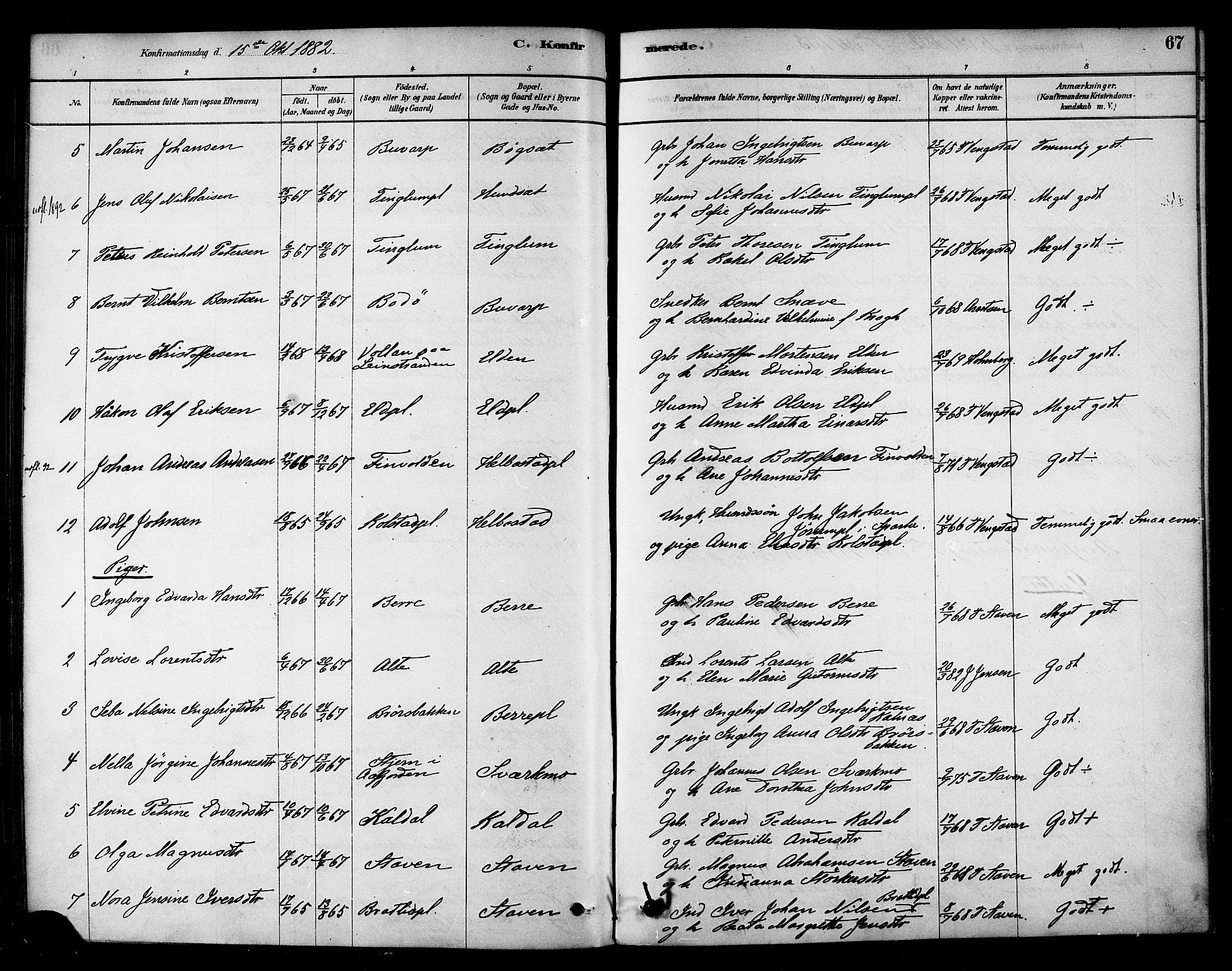 Ministerialprotokoller, klokkerbøker og fødselsregistre - Nord-Trøndelag, AV/SAT-A-1458/742/L0408: Parish register (official) no. 742A01, 1878-1890, p. 67