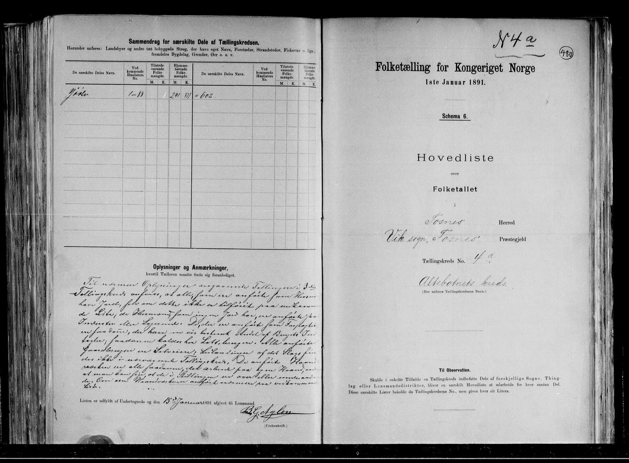 RA, 1891 census for 1748 Fosnes, 1891, p. 10